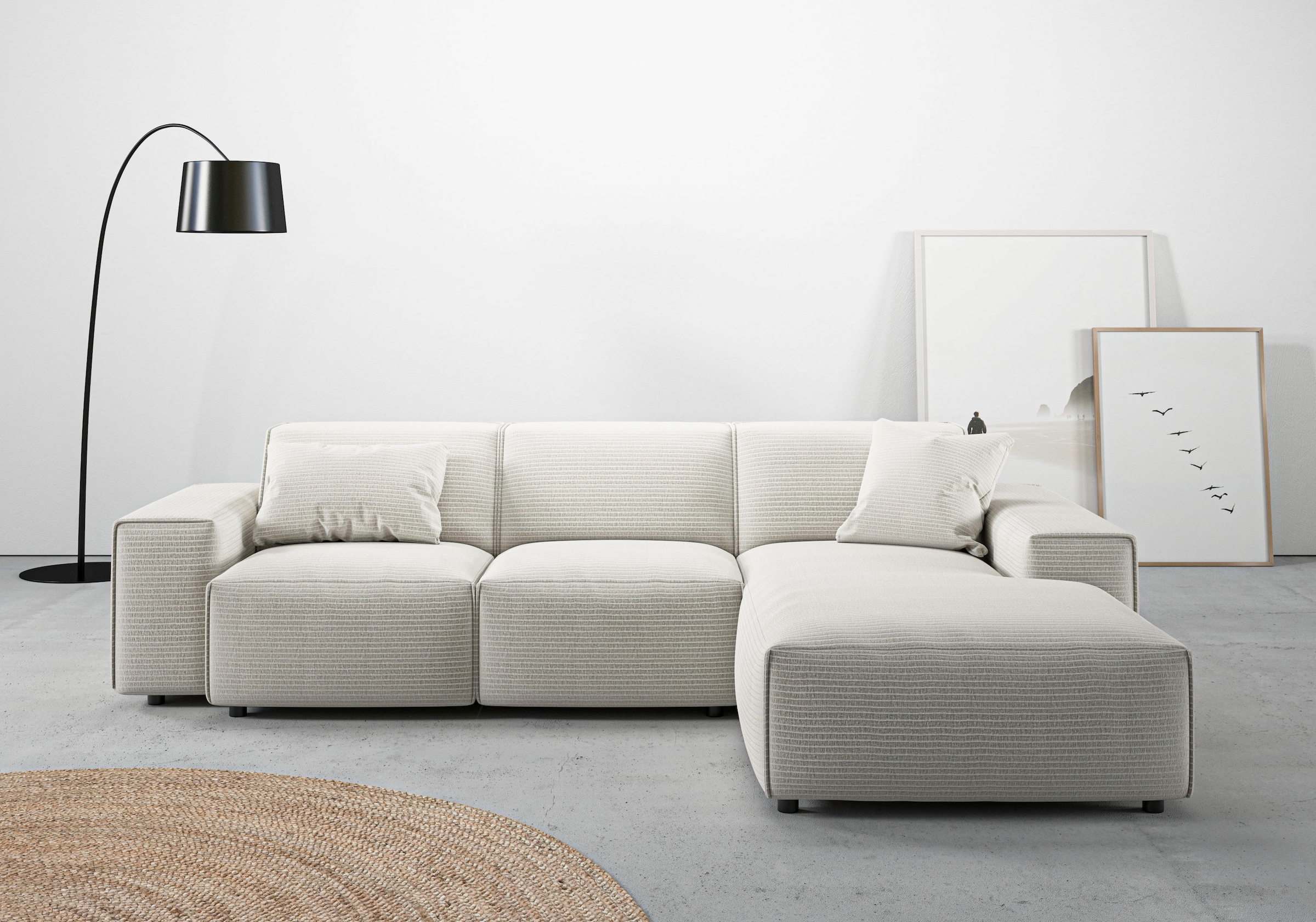 Home affaire Ecksofa "Glimminge L-Form auch in Breitcord, Feincord + Easy care-Bezug," Breite 264, Zierkissen