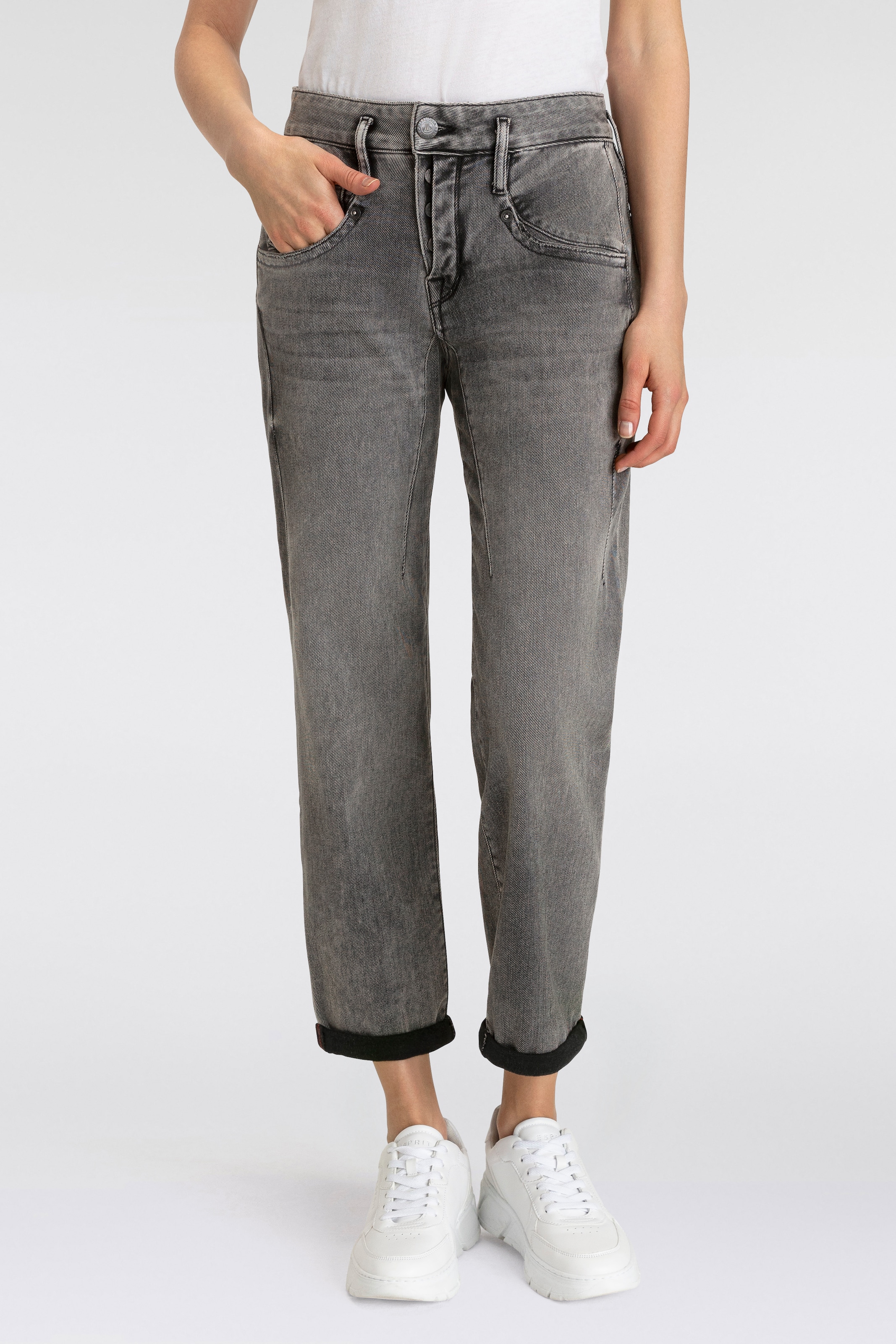 Herrlicher 5-Pocket-Jeans »Shyra Tap Organic Denim Brushed«, mit umgeschlagenem Saum