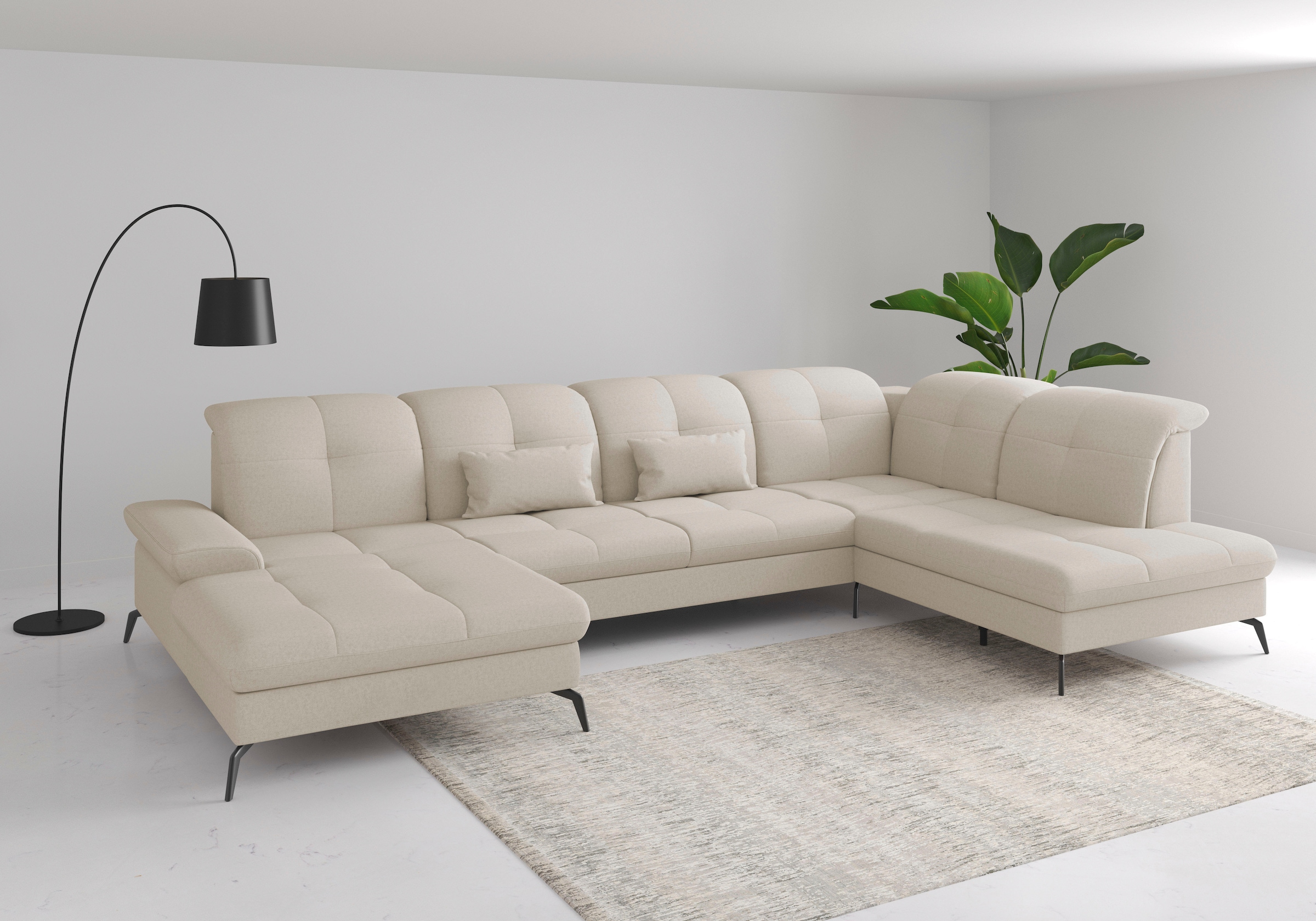 sit&more Wohnlandschaft "Amica, U-Form, inkl. Sitztiefenverstellung und Armteilverstellung" wahlweise mit Kopfteilverstellung, Schlaffunktion und Bettkasten