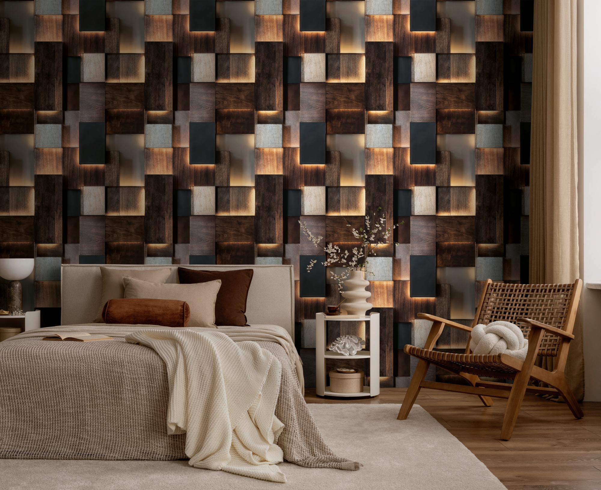 living walls Fototapete »The Wall 4 Graphics – Moderne Holzwandverkleidung Vlies-Fototapete« 3D-Optik | Holz | matt leicht strukturiert Moderne Holzwandverkleidung mit markanter 3D-Wirkung