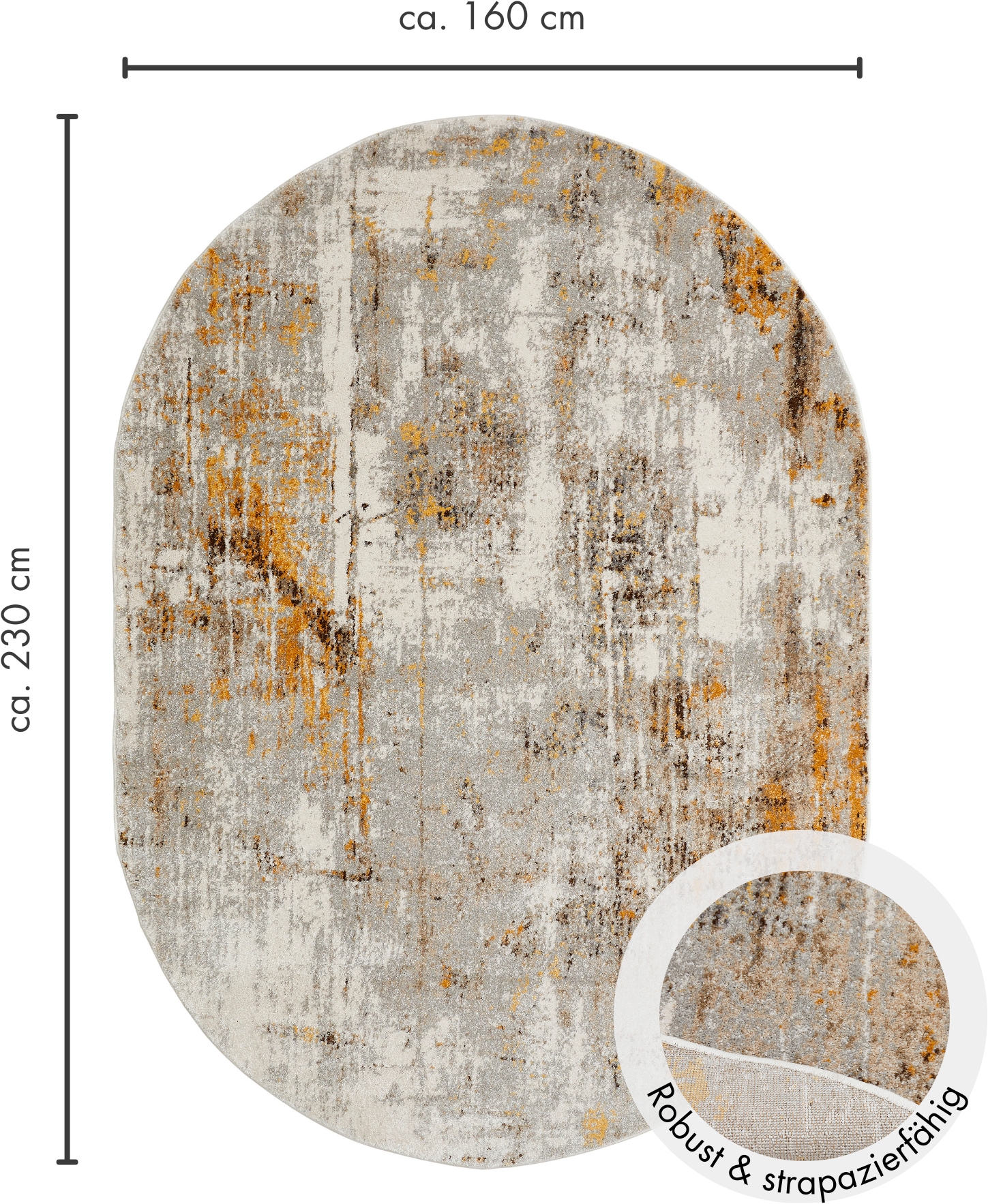 LUXOR living Teppich »Montreal«, oval, 12 mm Höhe, Kurzflor, modernes Design, Wohnzimmer, Schlafzimmer