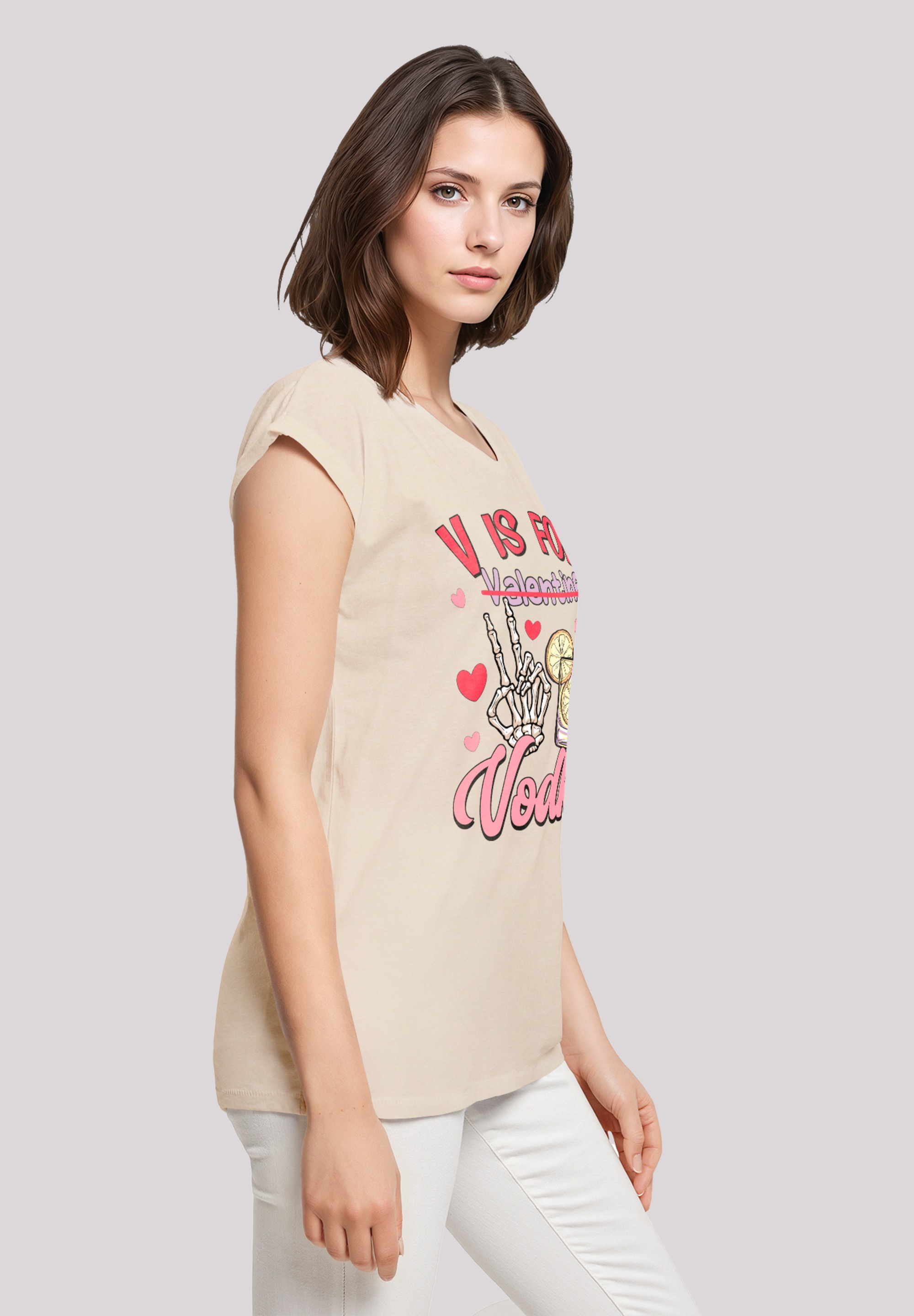F4NT4STIC T-Shirt »Anti Valentinstag V is for Vodka«, Premium Qualität