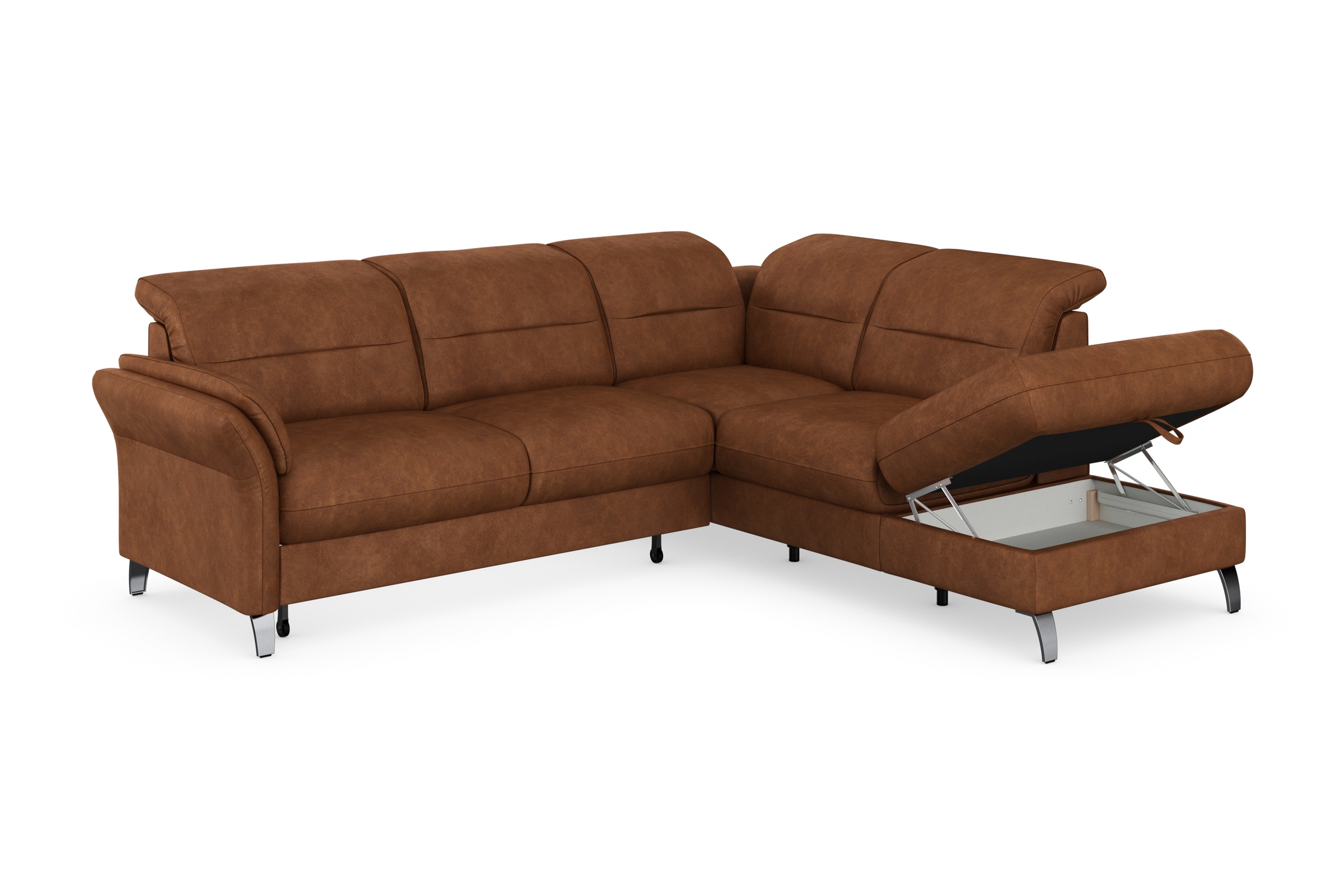 sit&more Ecksofa »Grenoble L-Form mit Federkern«, wahlweise mit Bettfunktion, Bettkasten, Arm- und Kopfteilverstellung