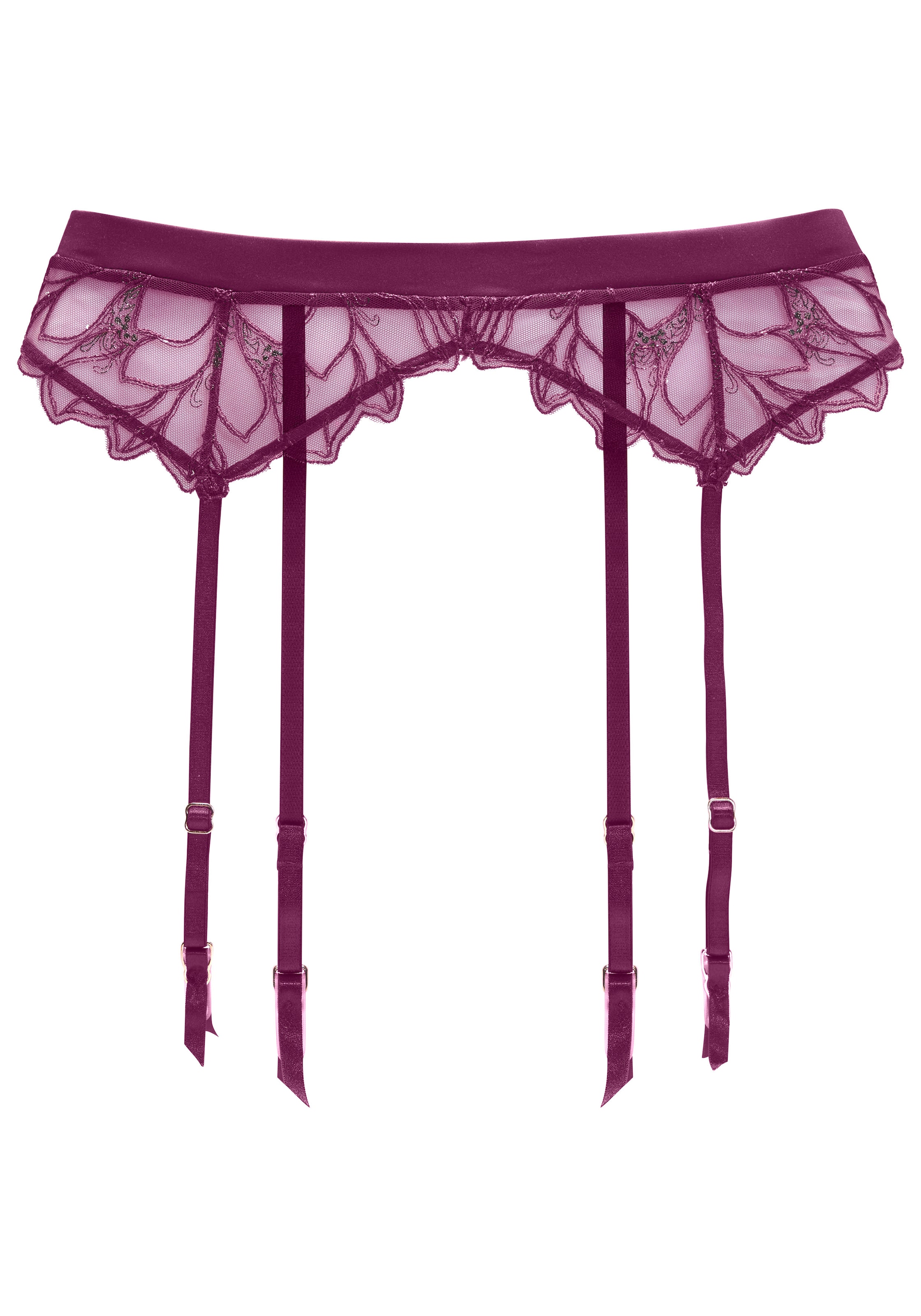 LASCANA Strapsgürtel , aus leicht transparenter Spitze mit hübschen Glitzerdetails