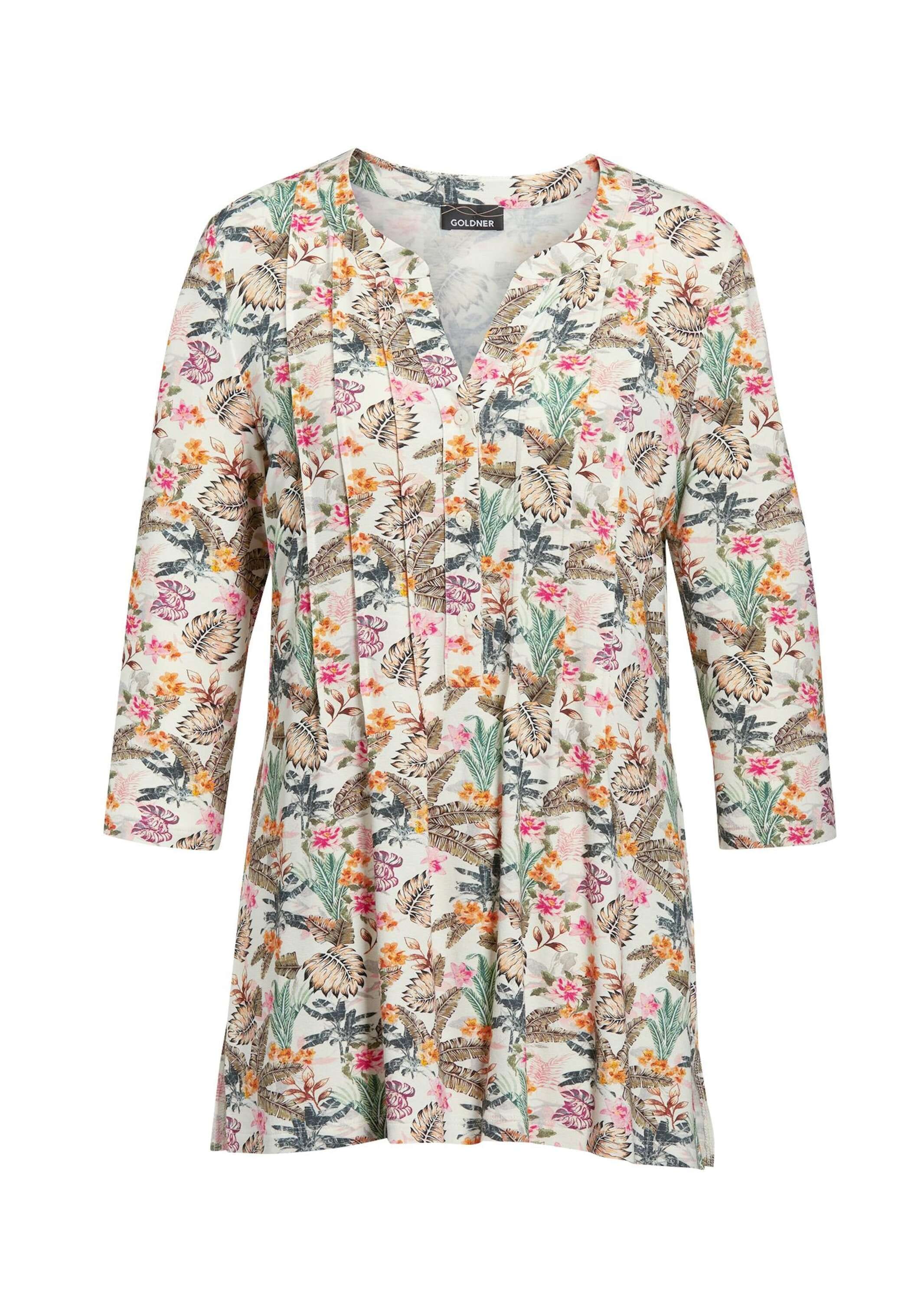 GOLDNER Print-Shirt "Kurzgröße Figurschmeichelndes Drucktunika-Shirt" Ohne günstig online kaufen