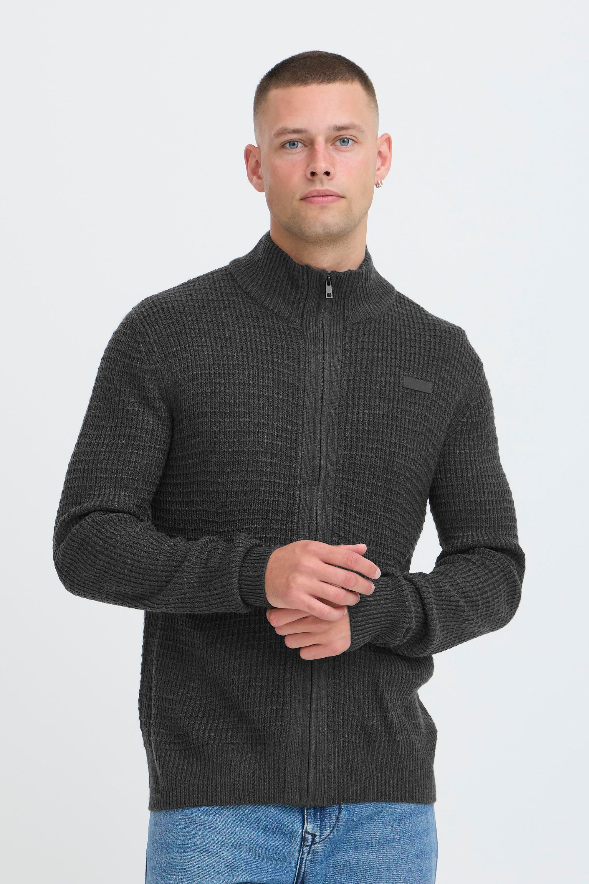 Strickjacke BLEND "Strickjacke BHMPattix", Herren, Gr. L, grau (pewter mix), Obermaterial: 100% Polyacryl PAN., Strickjacken Strickjacke