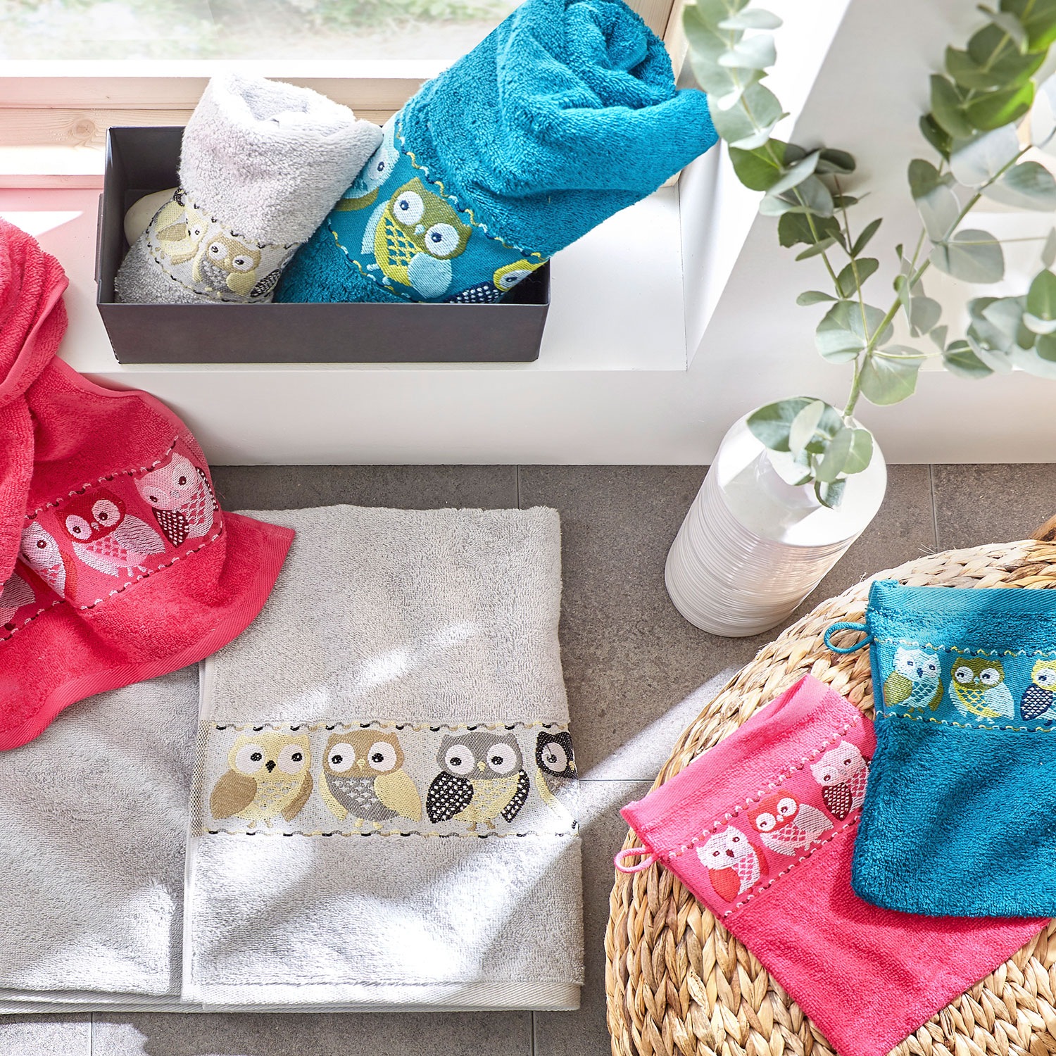 Thumbnail - Dyckhoff Handtuch Set "Eulen" 4 Handtücher (50 x 100 cm); 2 Duschtücher (70 x 140 cm)