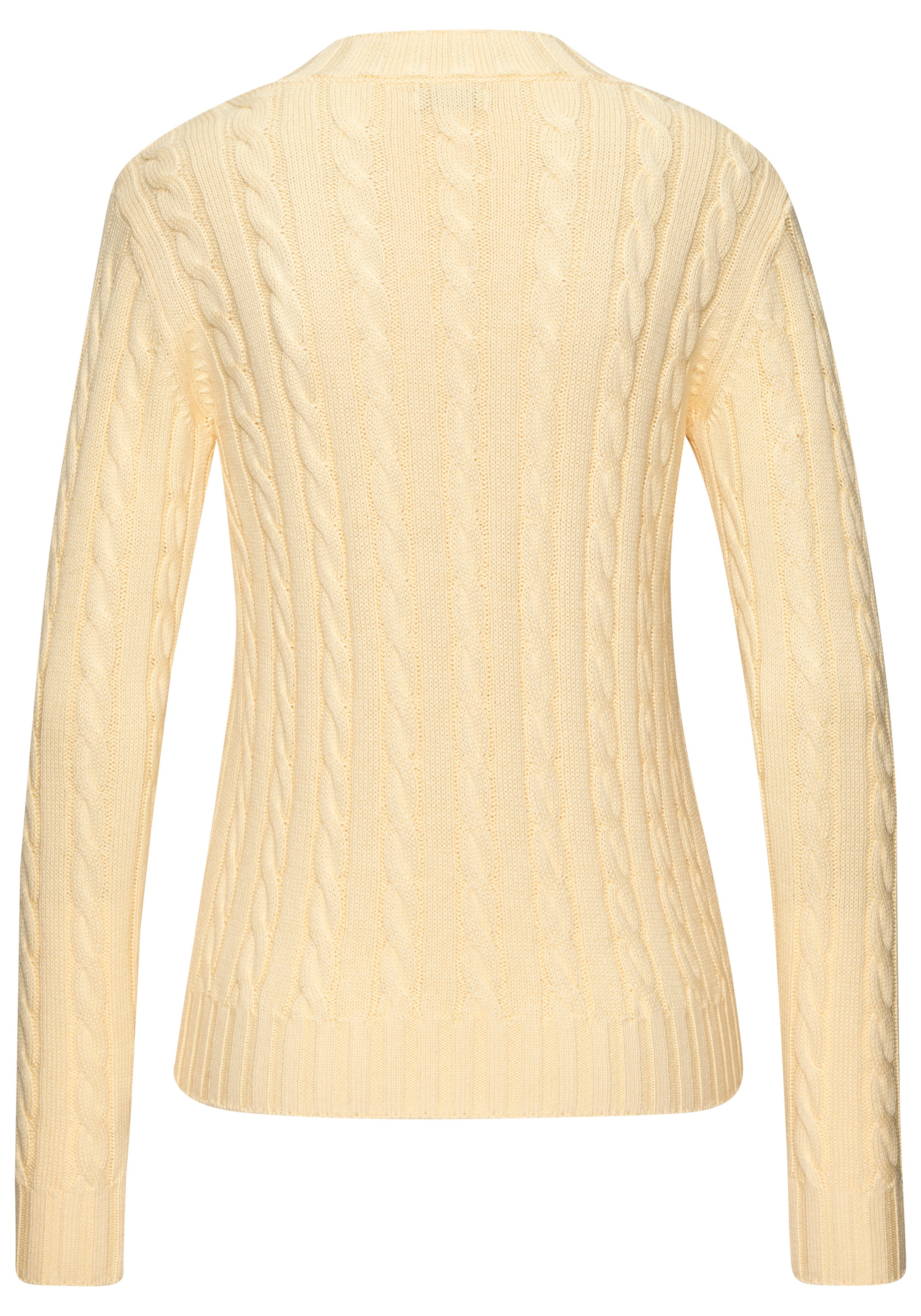 LASCANA V-Ausschnitt-Pullover mit Zopfstrickmuster günstig online kaufen