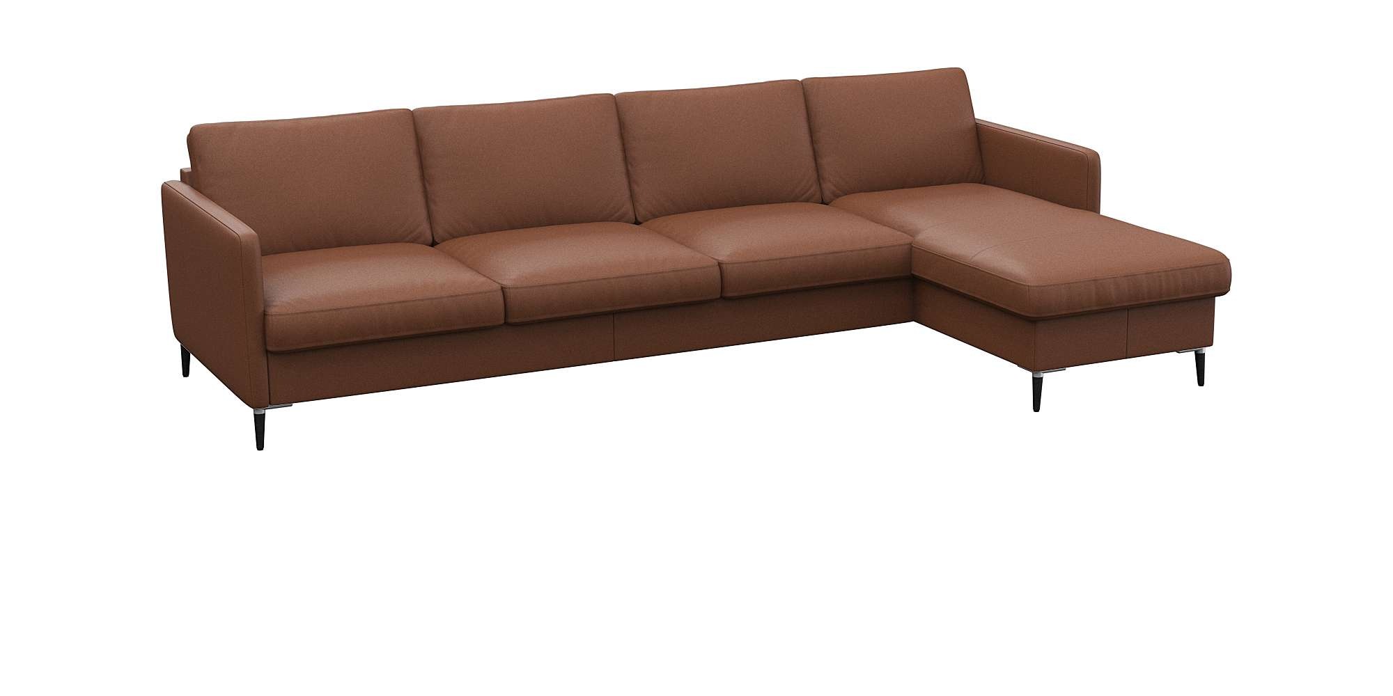 FLEXLUX Ecksofa »Fiore, L-Form, bequem und komfortabel durch hochwertigem Sitzaufbau«, schmale Armlehnen, Kaltschaum, Füße Alu+schwarz