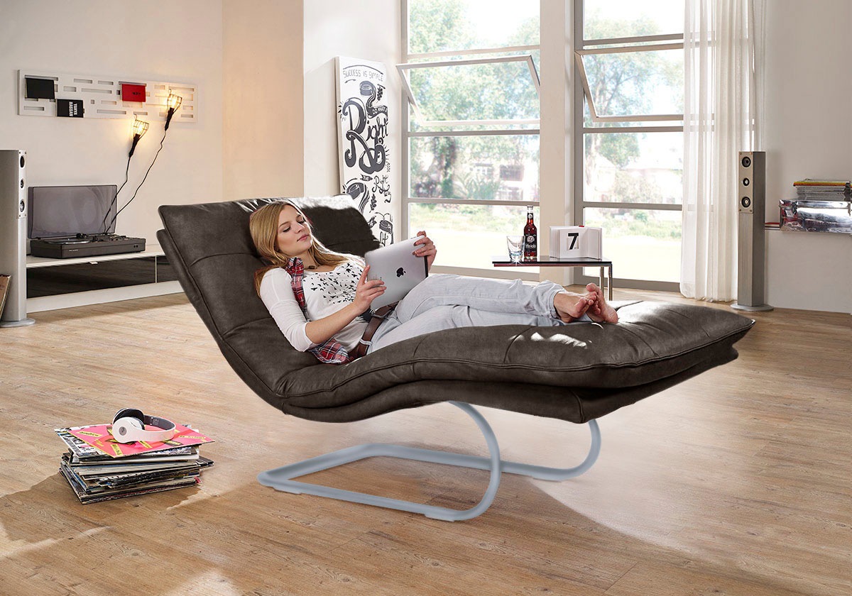 W.SCHILLIG Relaxliege »daily dreams« in Waffelkissen-Optik, wahlweise mit Motor, silber matt, in 2 Breiten