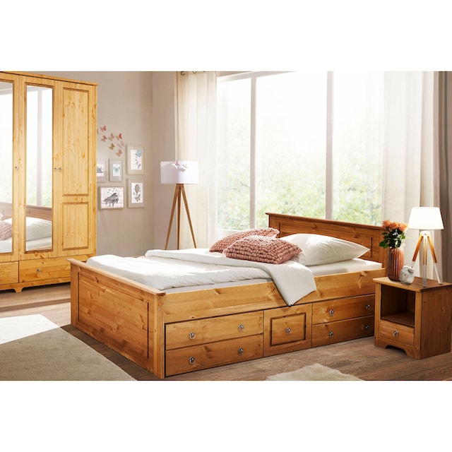 Home affaire Schlafzimmer-Set »Hugo«, (Set, 3 St.), Bett 140x200cm, 2-trg  Kleiderschrank und 1 Nachttisch | BAUR