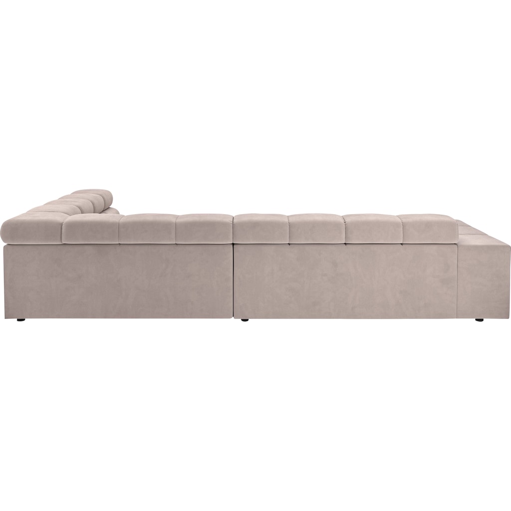 INOSIGN Ecksofa »Ancona incl. Kopfteilverstellung, Zierkissen Breite 319cm, L-Form«