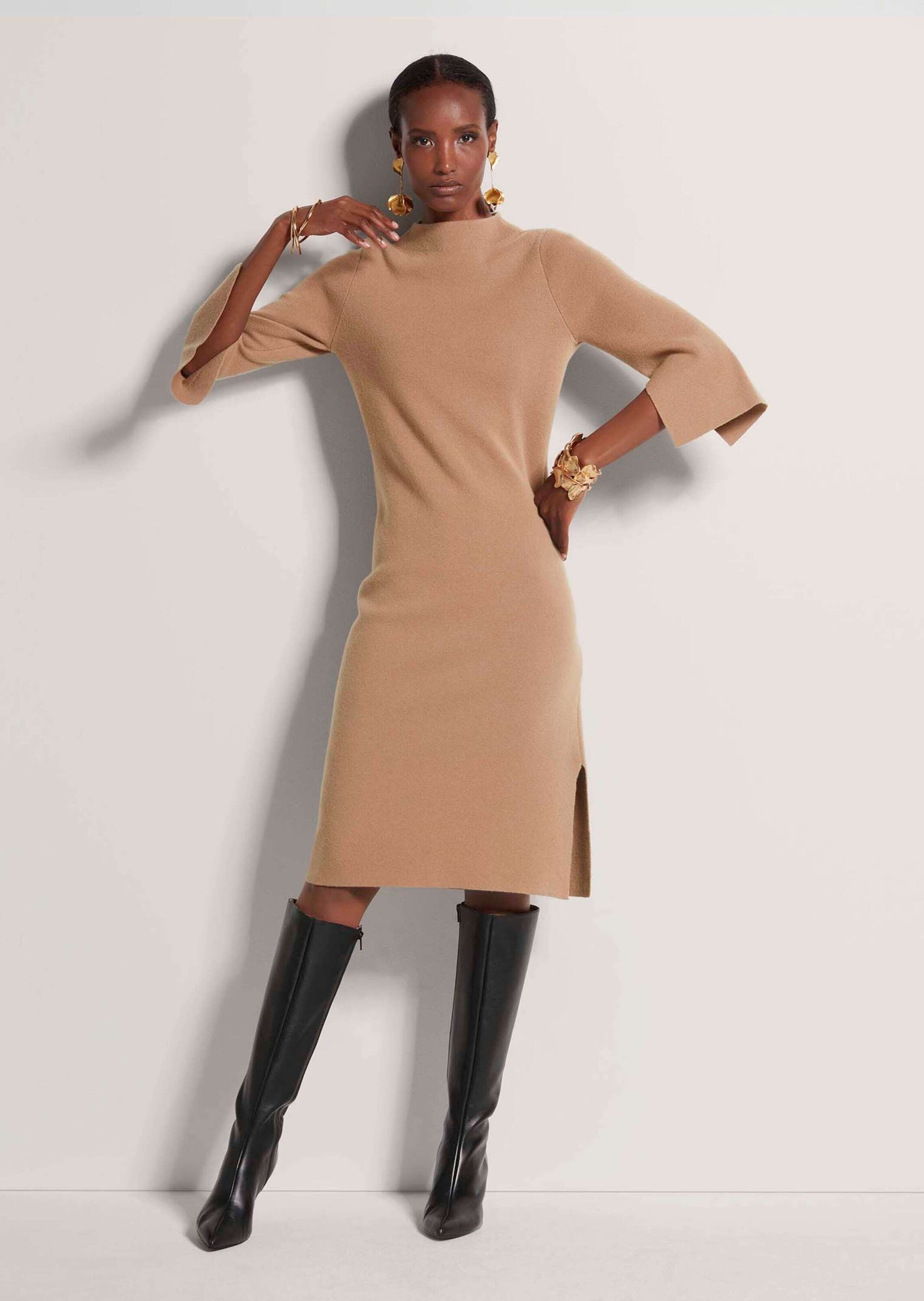 MADELEINE Strickkleid »Strickkleid Halbarm Kaschmir-Strickkleid in Midilänge«