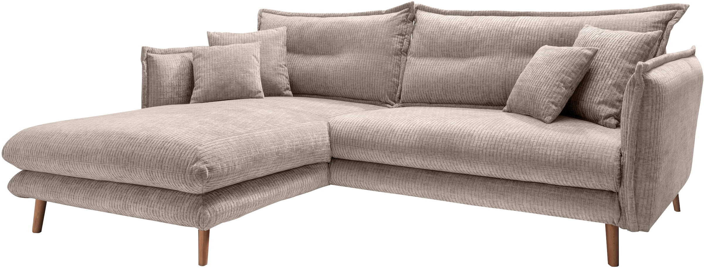 INOSIGN Ecksofa »Lazio modern und bequem, schmale Armlehnen, tolle Detailverarbeitung«, zwei verschiedene Fußfarben wählbar
