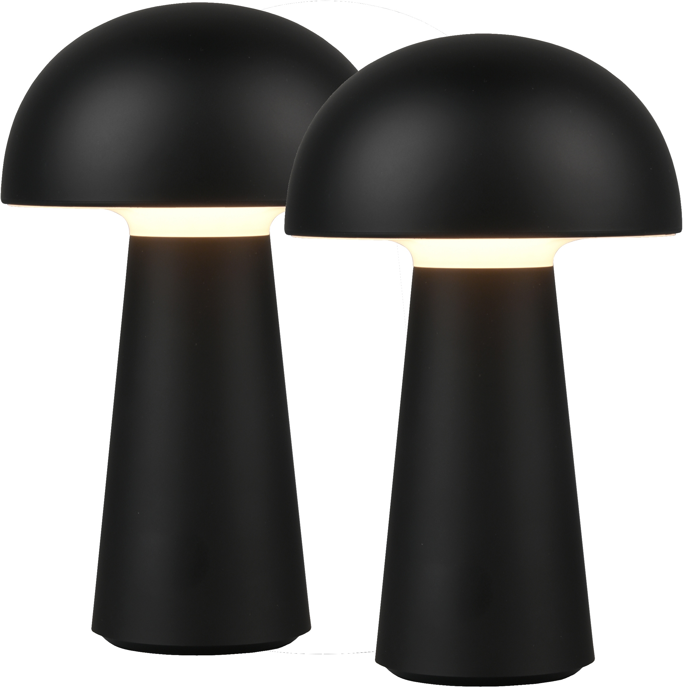 REALITY LEUCHTEN LED Außen-Tischleuchte "Lennon", schwarz, 1, Ø 13,6cm H: 21,5cm, 2 Stk., Leuchten, 2er Set LED Tischlampe,4-fach Touchdimmer, Ladefunktion per USB-C,IP44, Außentischleuchte LED Außentischleuchte