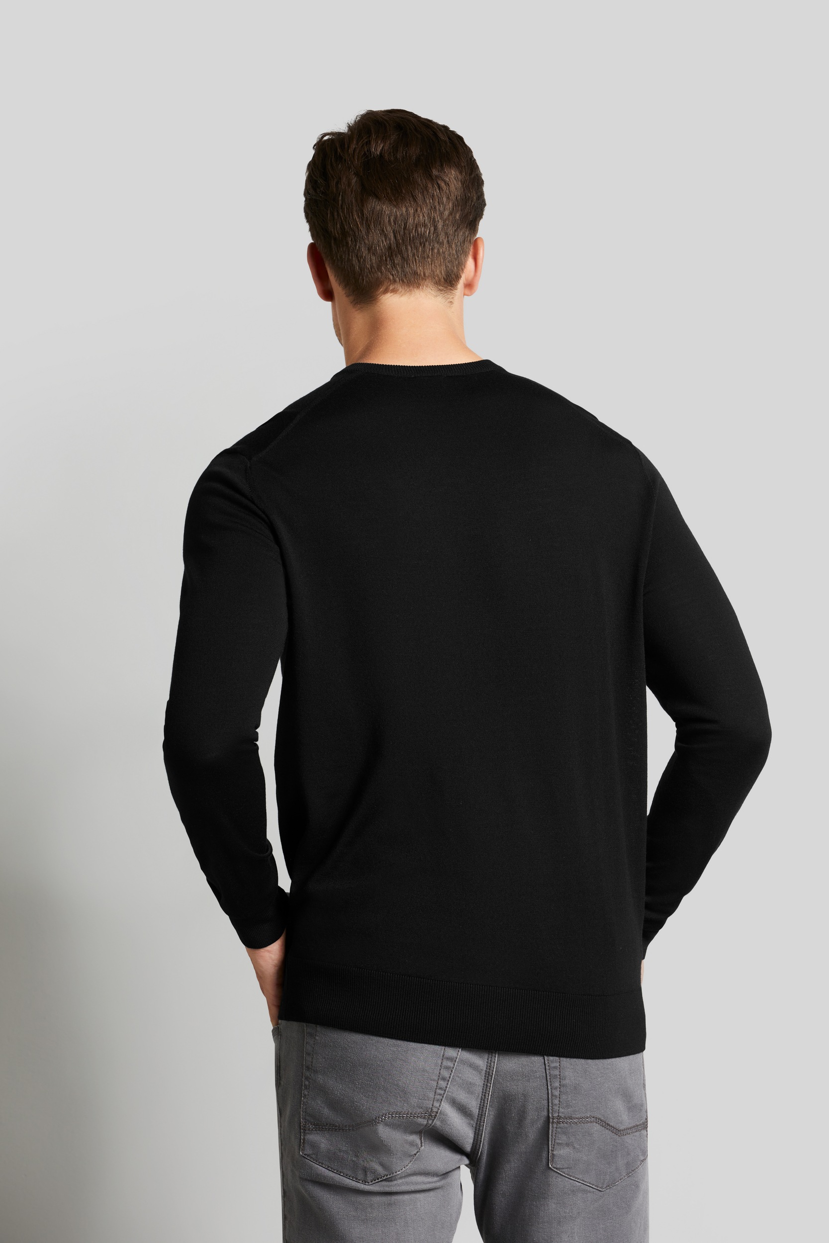 bugatti Rundhalspullover aus feiner Merinowolle günstig online kaufen