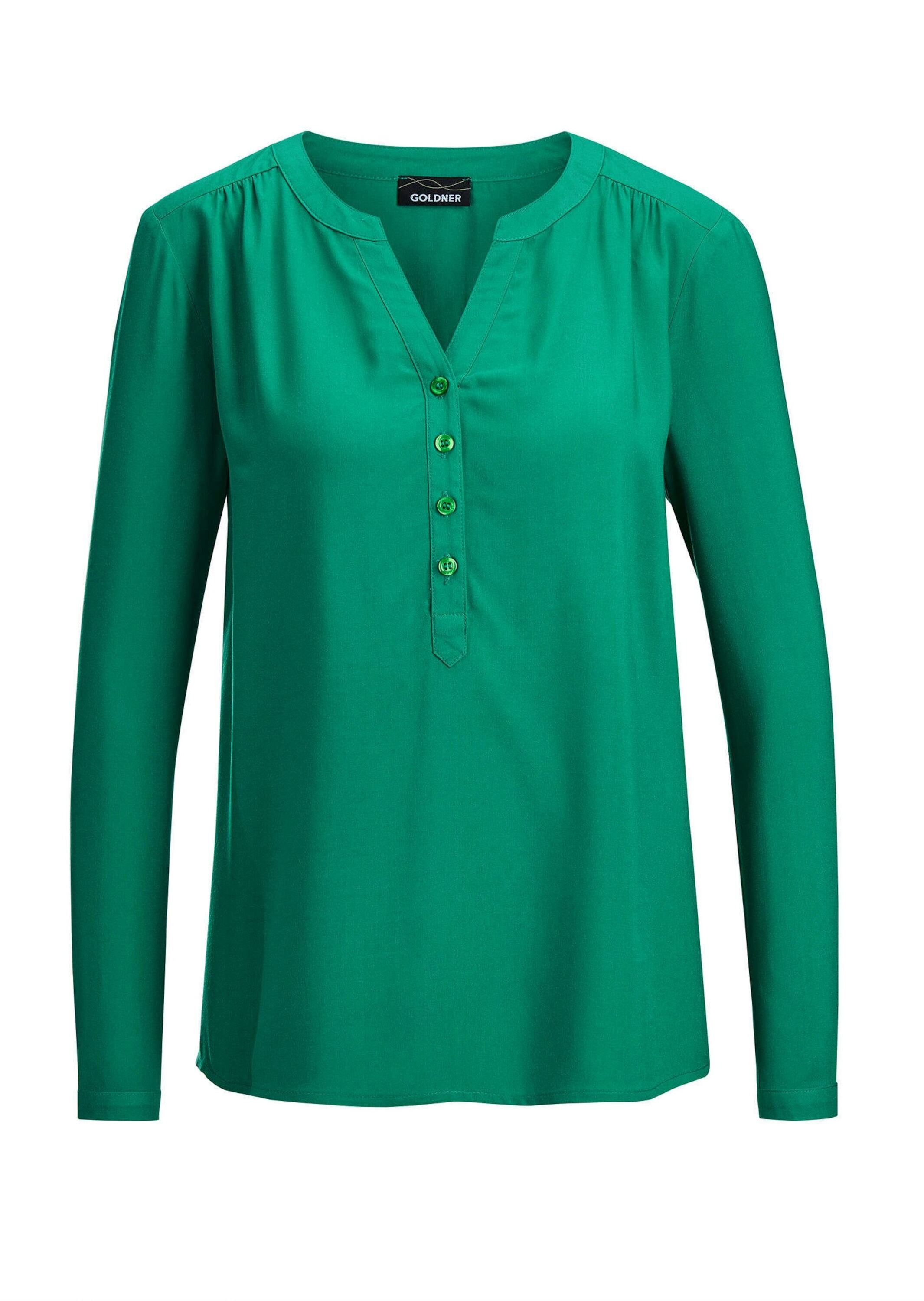 GOLDNER "Elegante Viskosebluse mit V-Ausschnitt" Knopfleiste