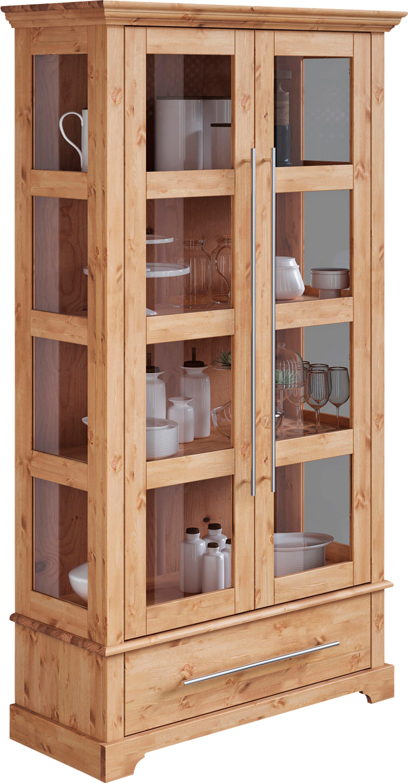 OTTO home Vitrine "Meliss" Höhe 169 cm, Breite 94 cm, 2-türig, Kiefer massi günstig online kaufen