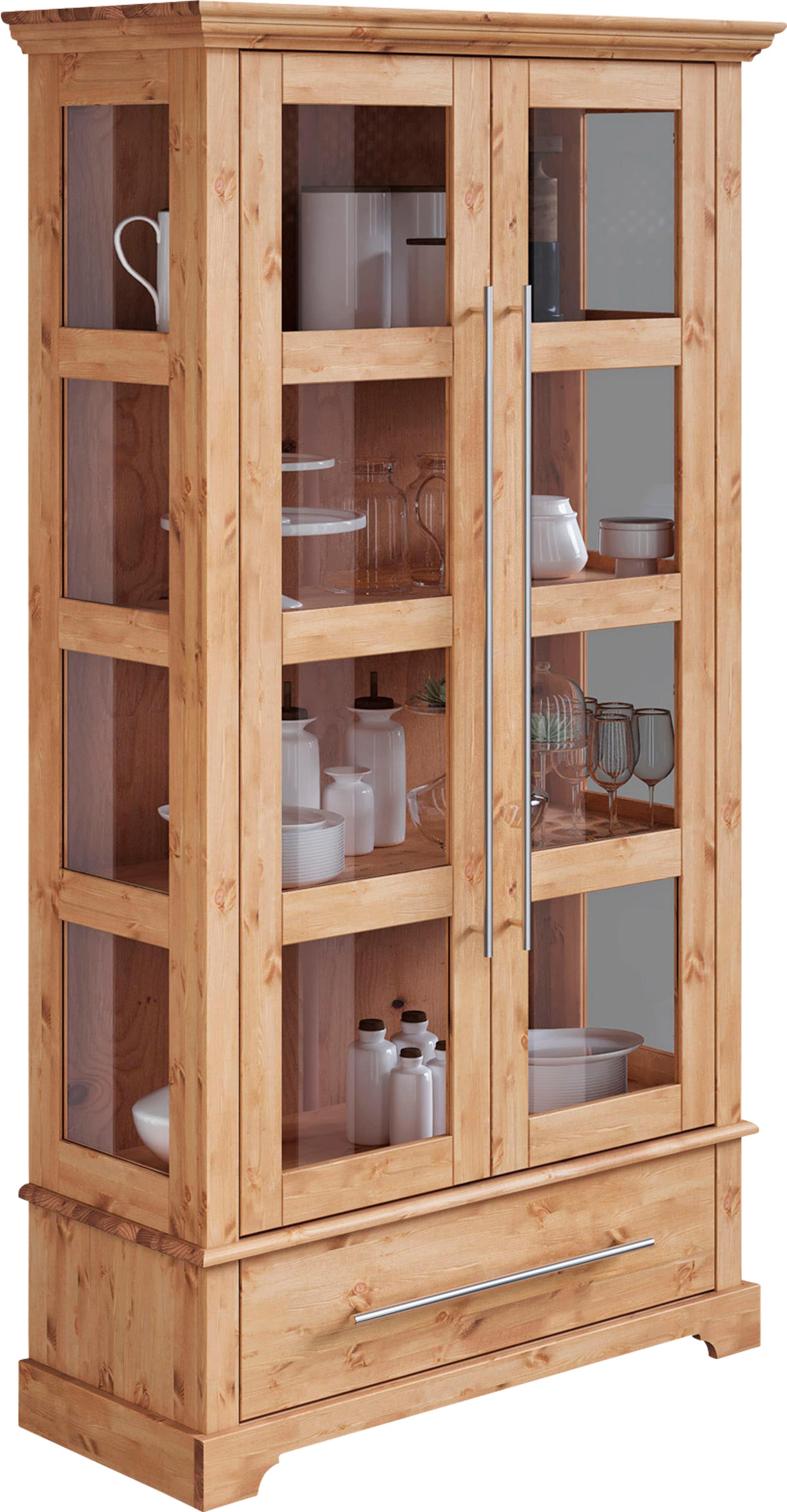 OTTO home Vitrine "Melissa" Höhe 169 cm, Breite 94 cm, 2-türig, Kiefer massiv, FSC