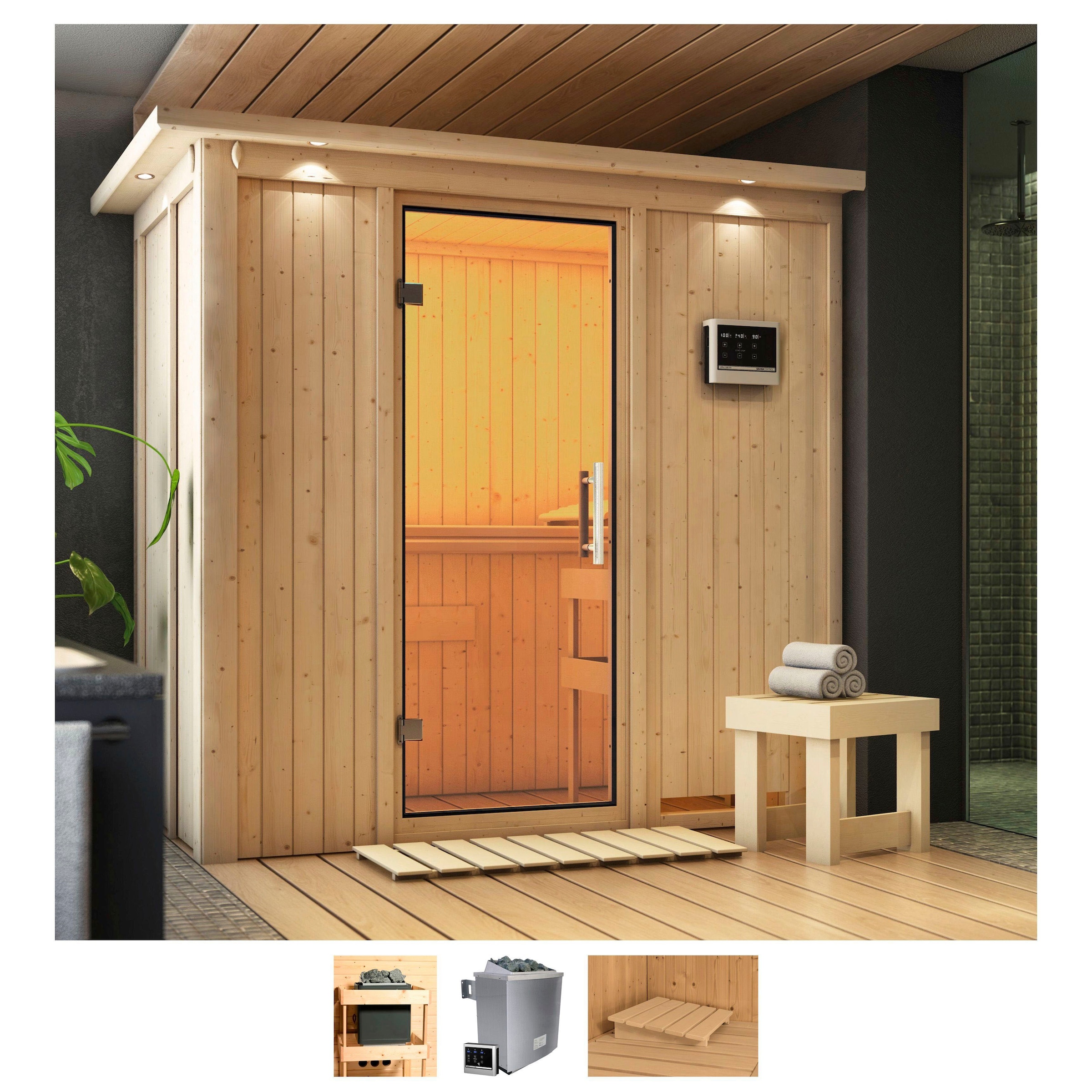 KARIBU Sauna "Vada", Saunaofen, externe Steuerung, 9 kW, beige, Saunen, Ofen 9 KW externe Strg easy