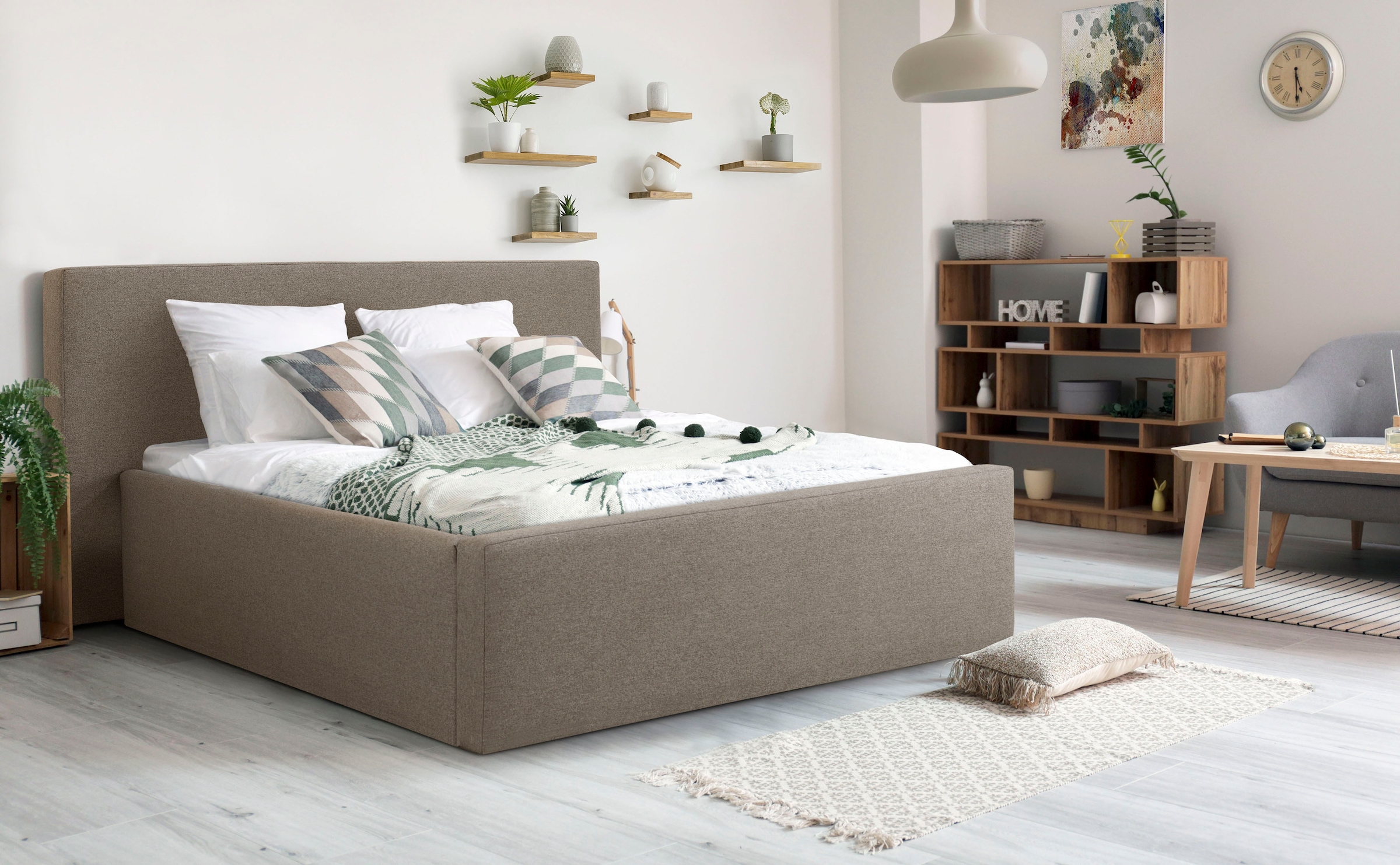 Home affaire Polsterbett "Dalina" geradliniges Kopfteil, in 5 Breiten, auch günstig online kaufen