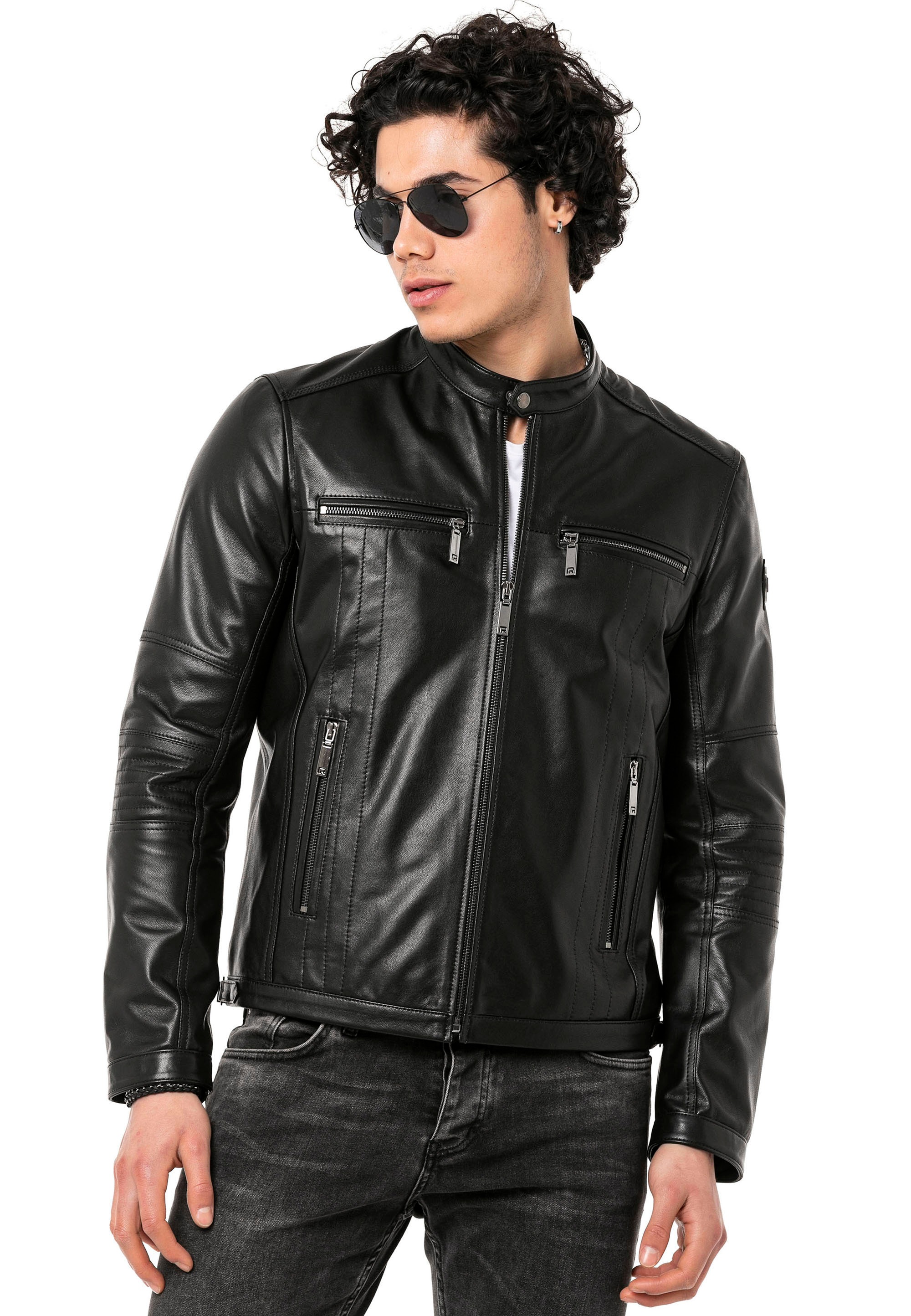 RedBridge Lederjacke »Kidderminster«, im angesagten Biker-Stil