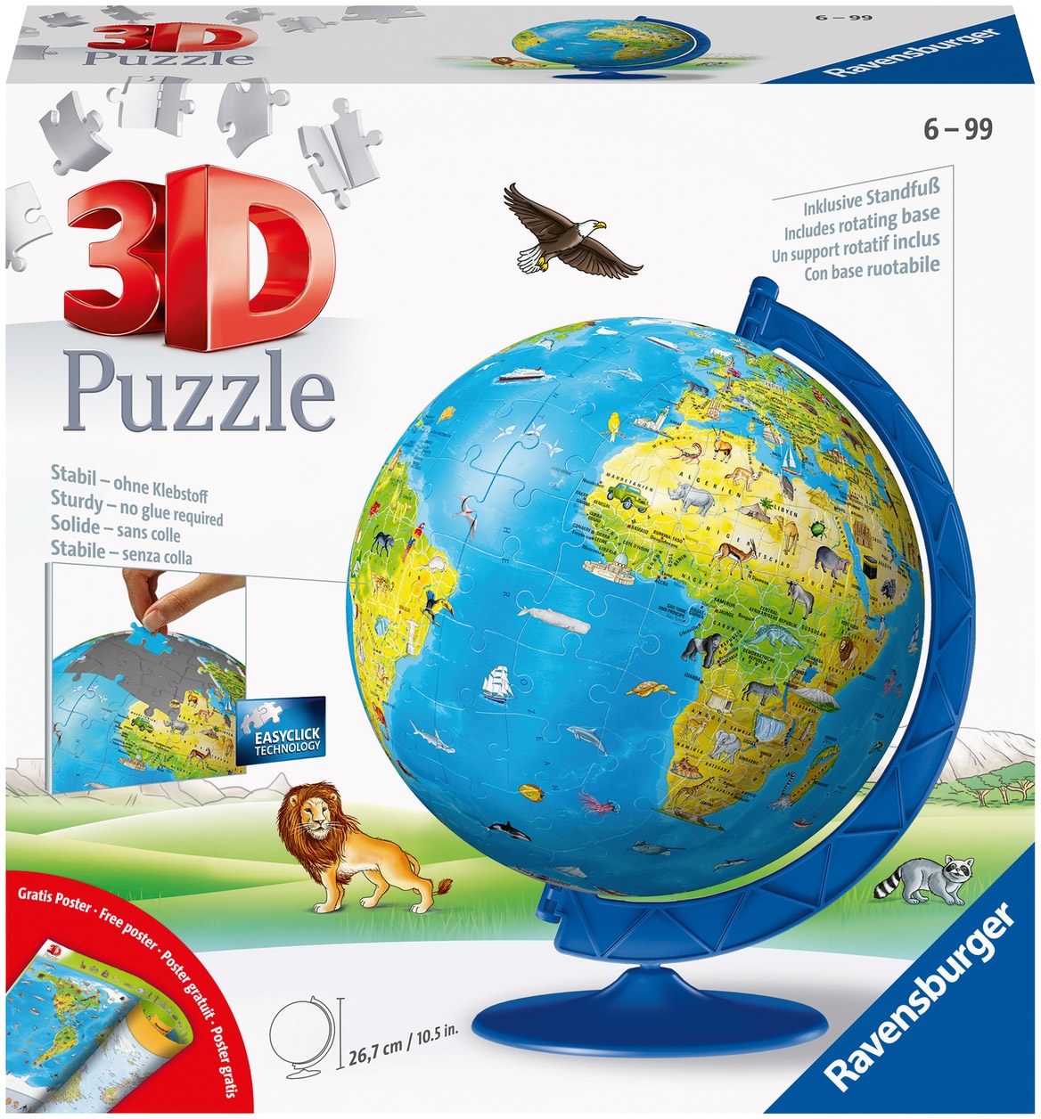 Puzzleball »Kinderglobus in deutscher Sprache«, Made in Europe, FSC® - schützt Wald -...