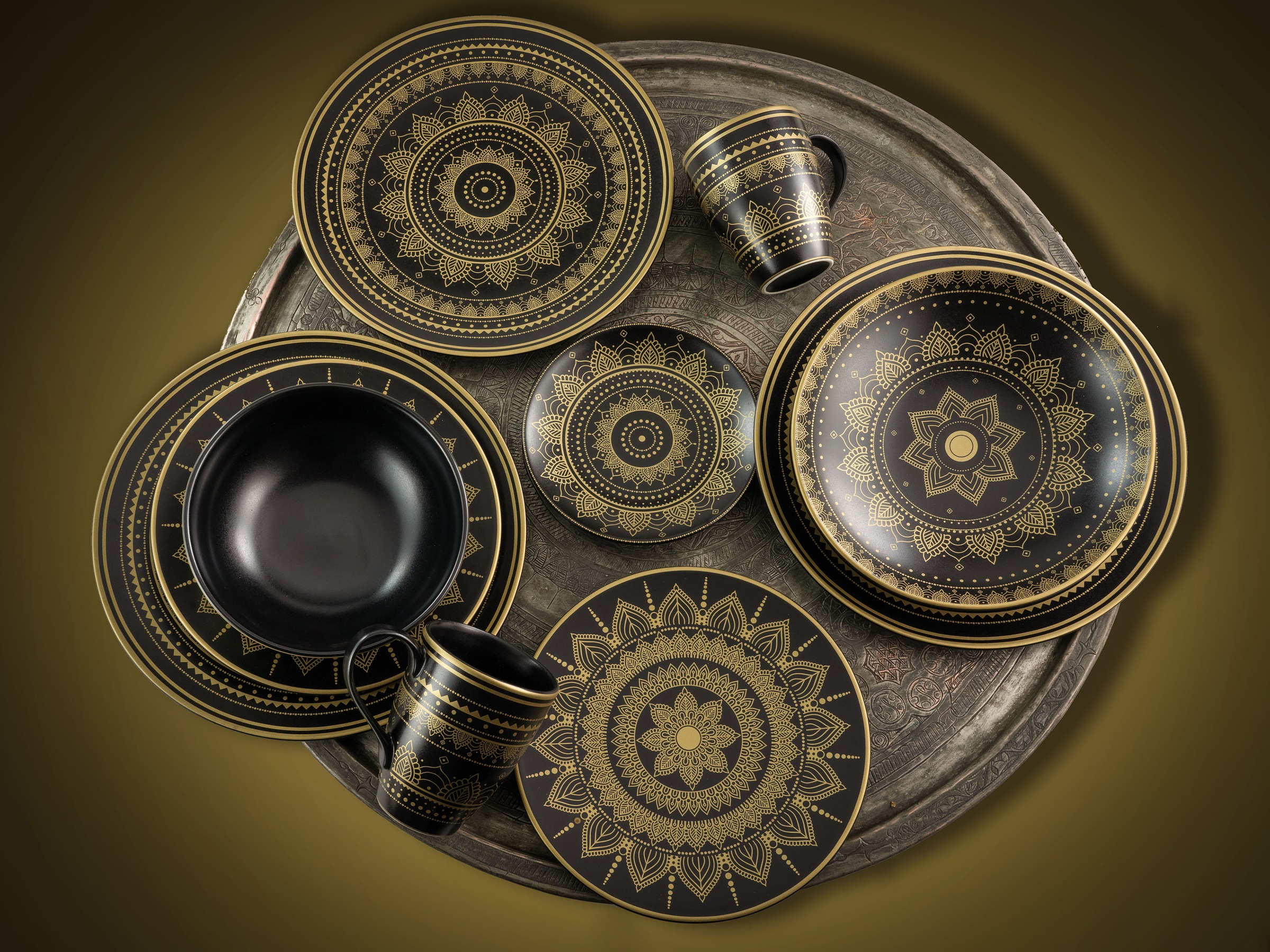 Thumbnail - CreaTable Kombiservice "Mandala Gold" Service, goldene orientalische Motive, 8 Teile, für 2 Personen