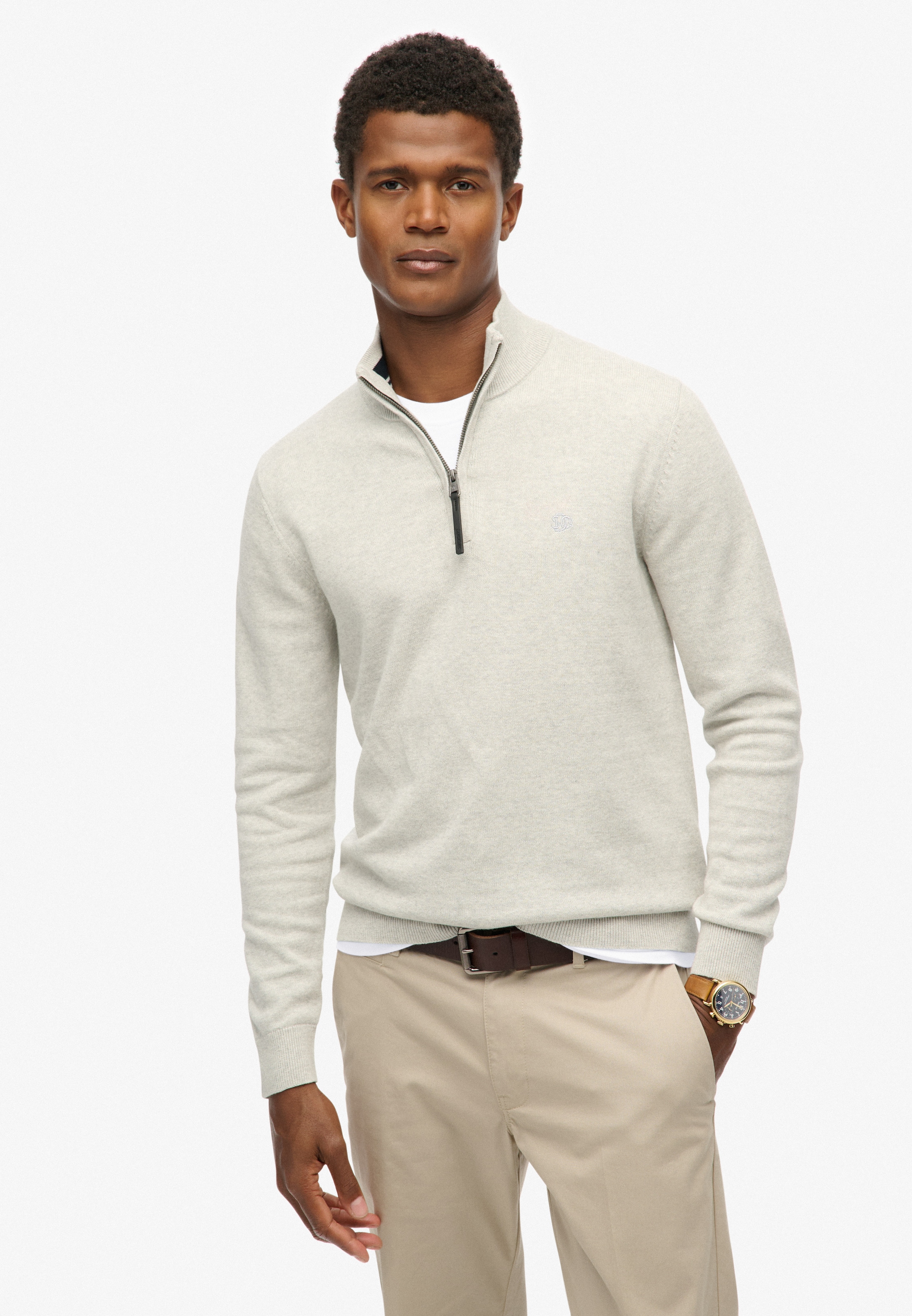 Superdry Strickpullover "ESSENTIALS COTTON HALF ZIP" günstig online kaufen