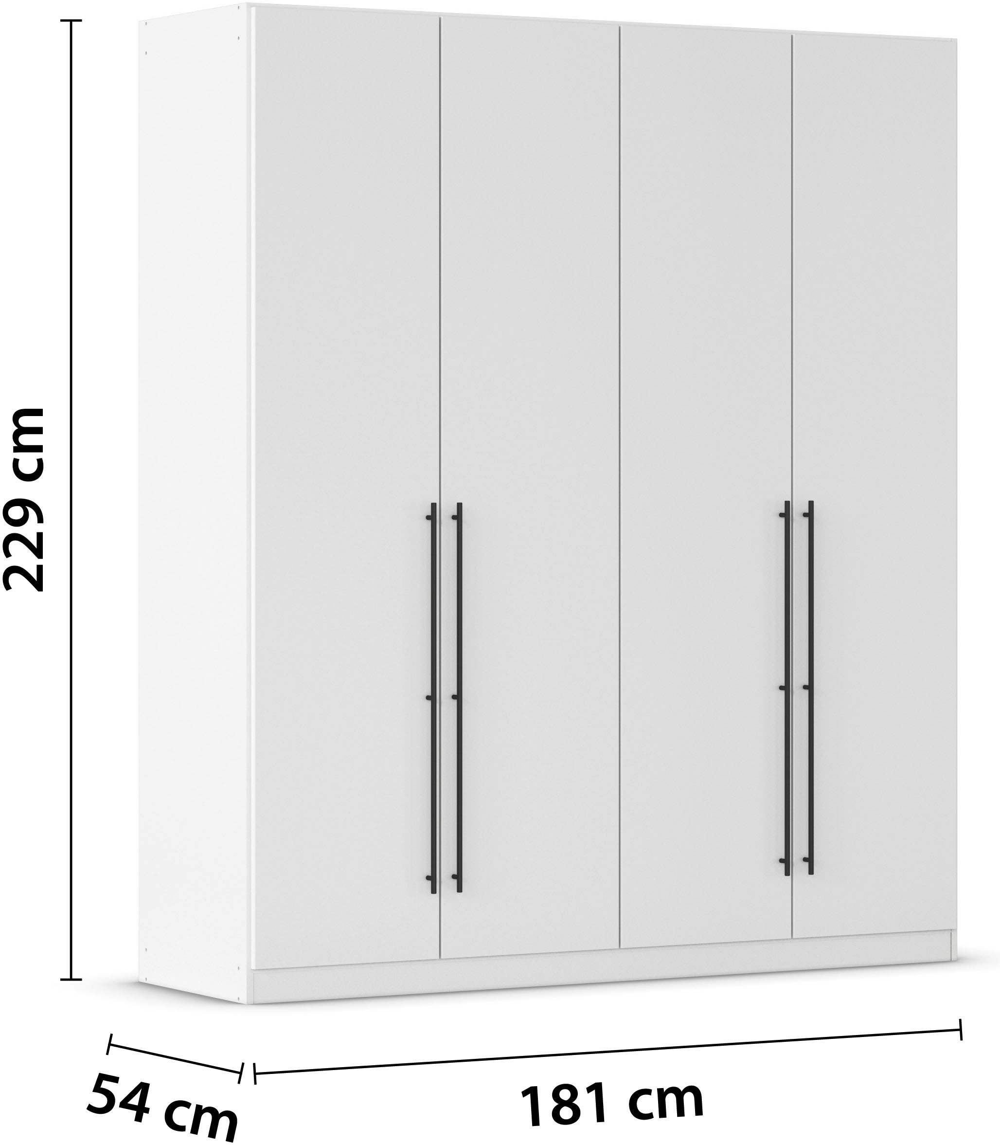 rauch Kleiderschrank »Drehtürenschrank Schrank Garderobe Wäscheschrank Schlafzimmer AVOLA«, (in 3 verschiedenen Ausstattungen BASIC/CLASSIC/PREMIUM), mit hochwertigen Stangengriffen in Schwarz aus Metall MADE IN GERMANY