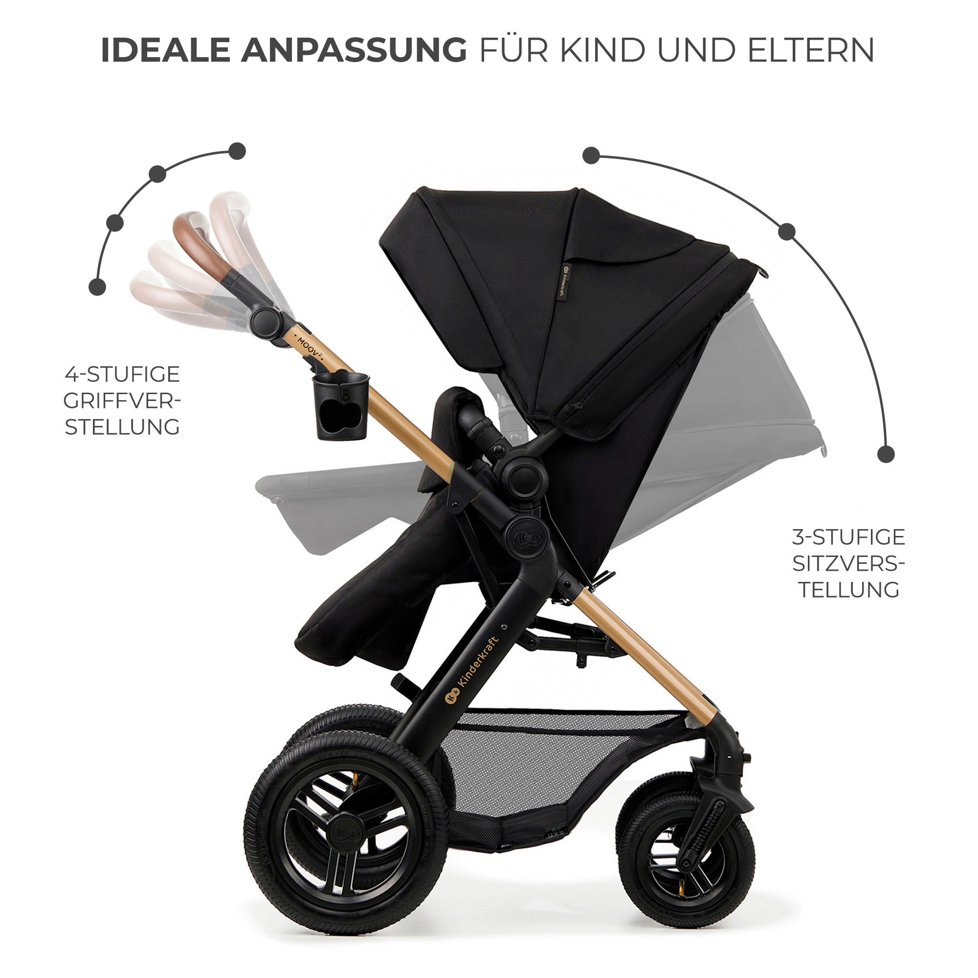 Kinderkraft Kombi-Kinderwagen »MOOV 2 4in1 AIR«, 27 kg, mit Luftreifen