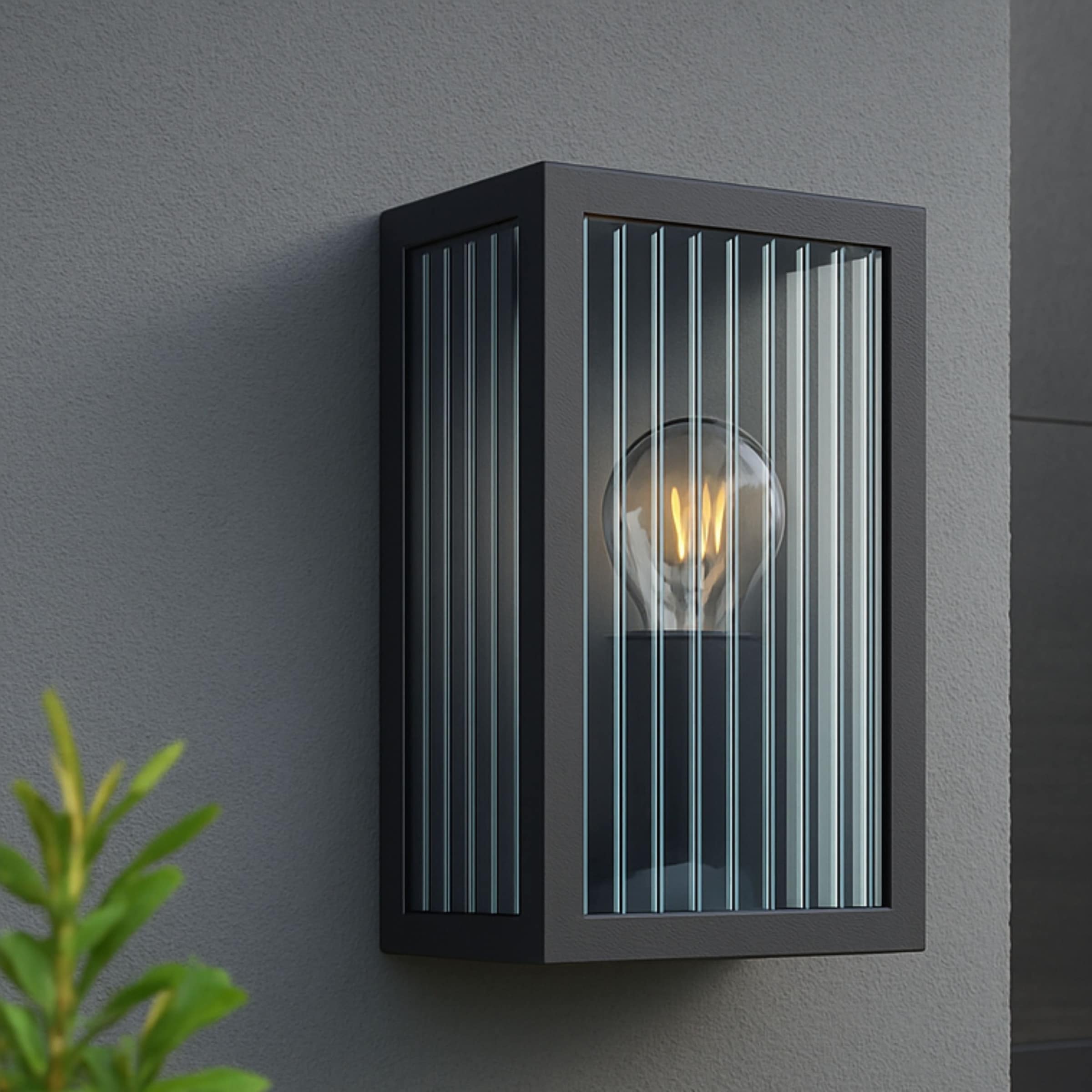 OTTO home Außen-Wandleuchte "Gerrin - Außenleuchte" E27 1 Stk. Riffelglas, günstig online kaufen