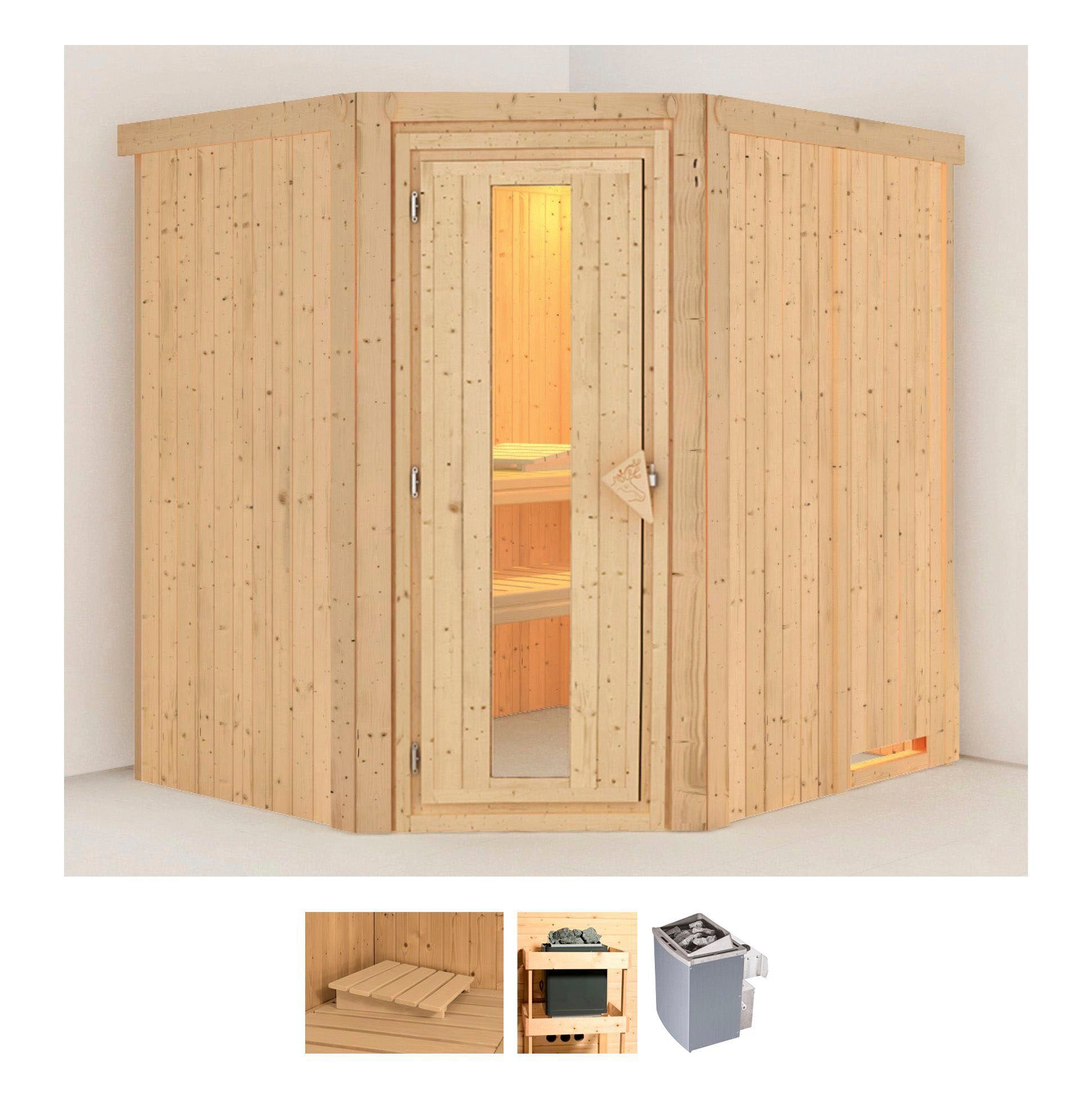 Karibu Sauna "Siirin" Set, Ofen 9 kW integr. Strg