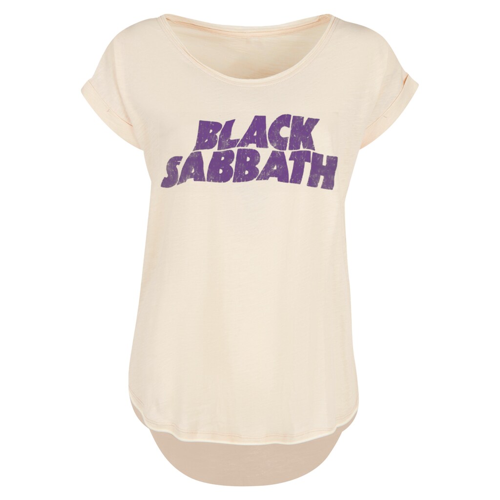 F4NT4STIC T-Shirt »Black Sabbath Heavy Metal Band Wavy Logo Distressed Black«