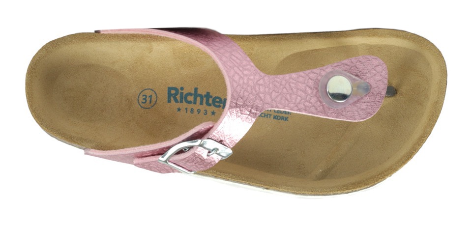 Richter Zehentrenner »Bio«, Sommerschuhe, Poolslides, Urlaub, mit gepolstertem Lederfußbett