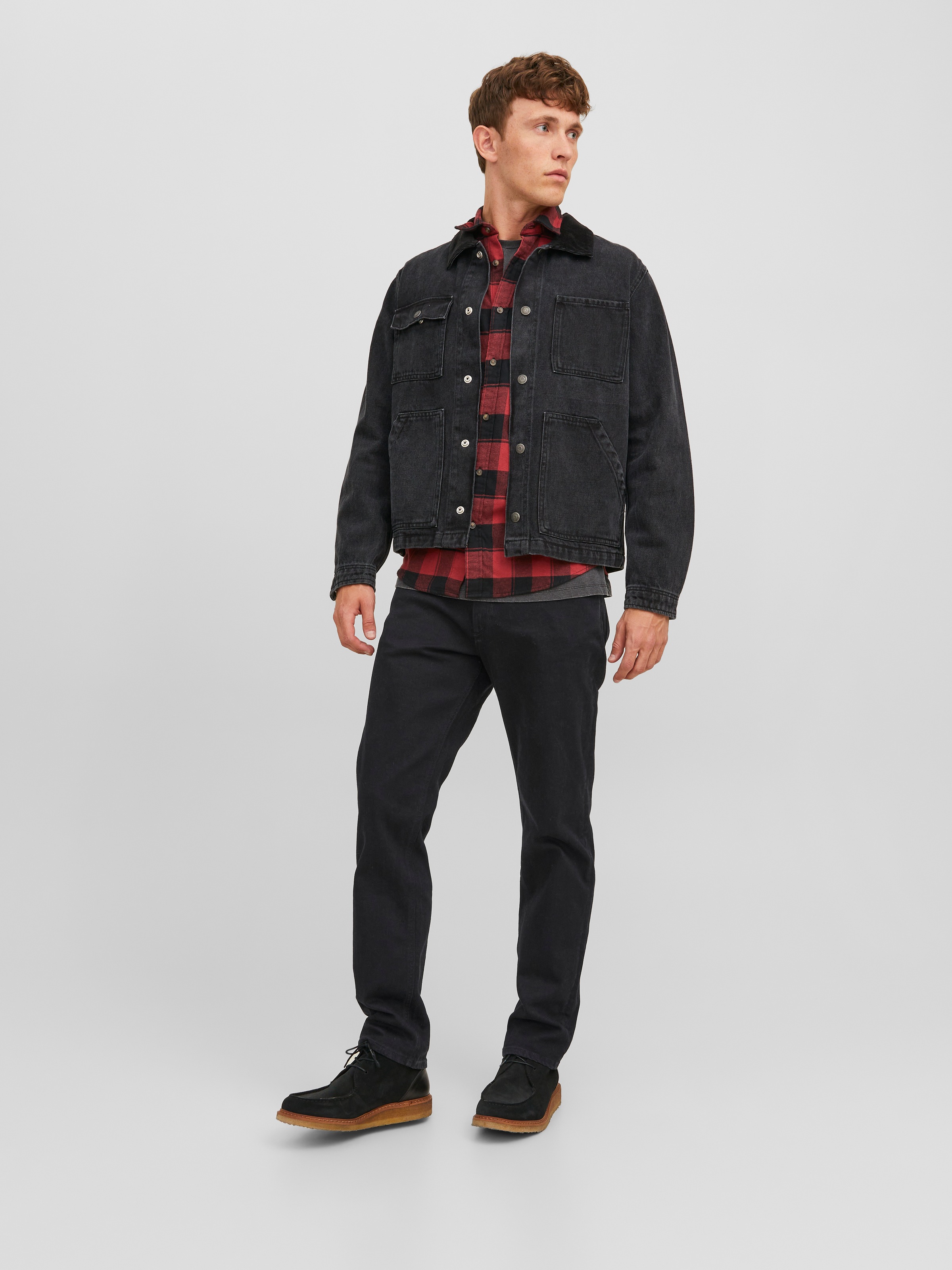 Regular-fit-Jeans JACK & JONES "JJICLARK JJEVAN AM 795 NOOS", Herren, Gr. 36, Länge 32, schwarz (schwarz denim), Denim/Jeans, Obermaterial: 98% Baumwolle, 2% Elasthan, Abriebeffekte, regular fit normal, Jeans 4