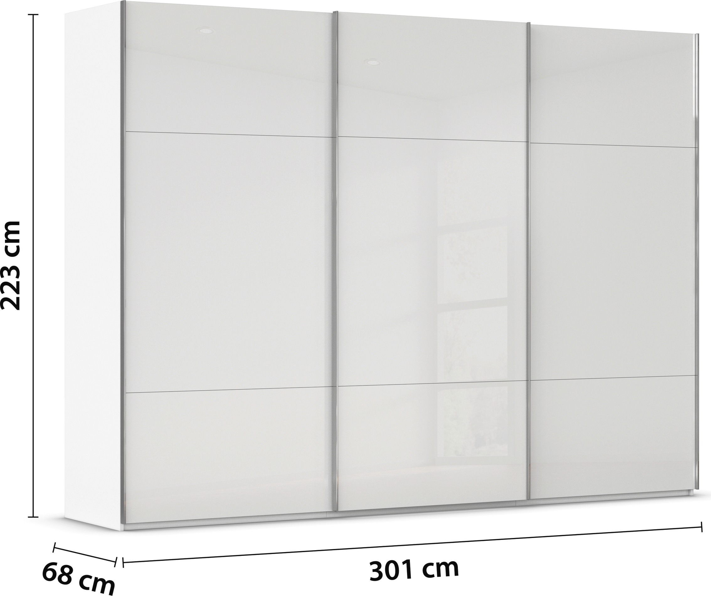 rauch Schwebetürenschrank »Kleiderschrank Schrank Garderobe Schlafzimmerschrank CONTIDO«, (in 3 verschiedenen Ausstattungen BASIC/CLASSIC/PREMIUM), aus hochwertigem Material in 6 Breiten 2 Griff-Farben MADE IN GERMANY