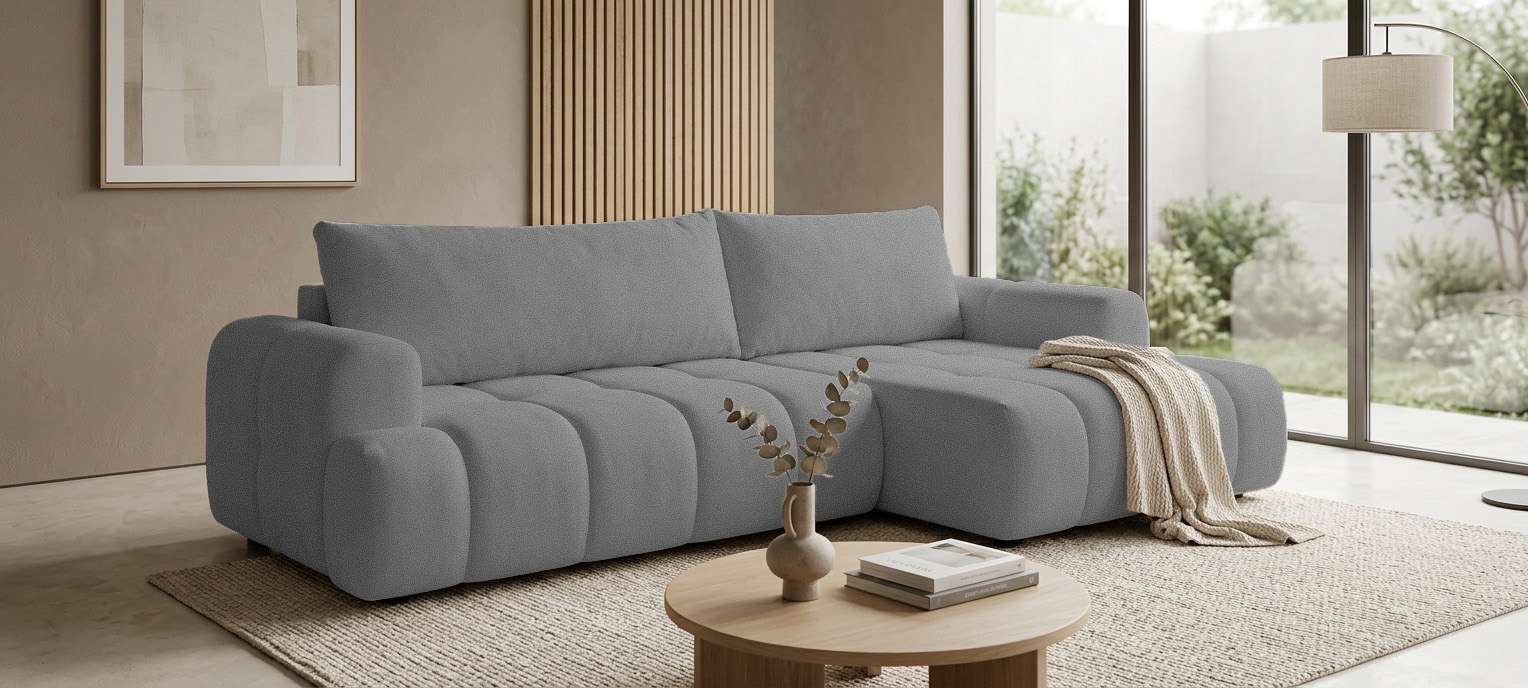 OTTO home Ecksofa "LIOORA Schlafsofa mit Bettkasten, Breite 265 cm, Verlässliche Qualität" L-Form mit Bettfunktion und Bettkasten, Recamiere rechts/links