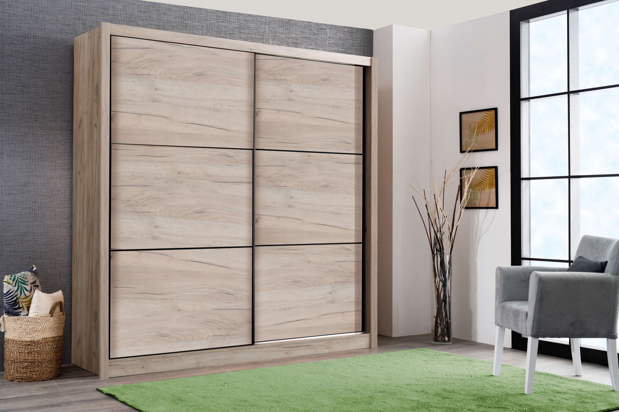 INOSIGN Schwebetürenschrank »Navara Kleiderschrank Wäscheschrank«, in 3 Breiten, mit kompletter Innenausstattung, FSC®-zertifiziert
