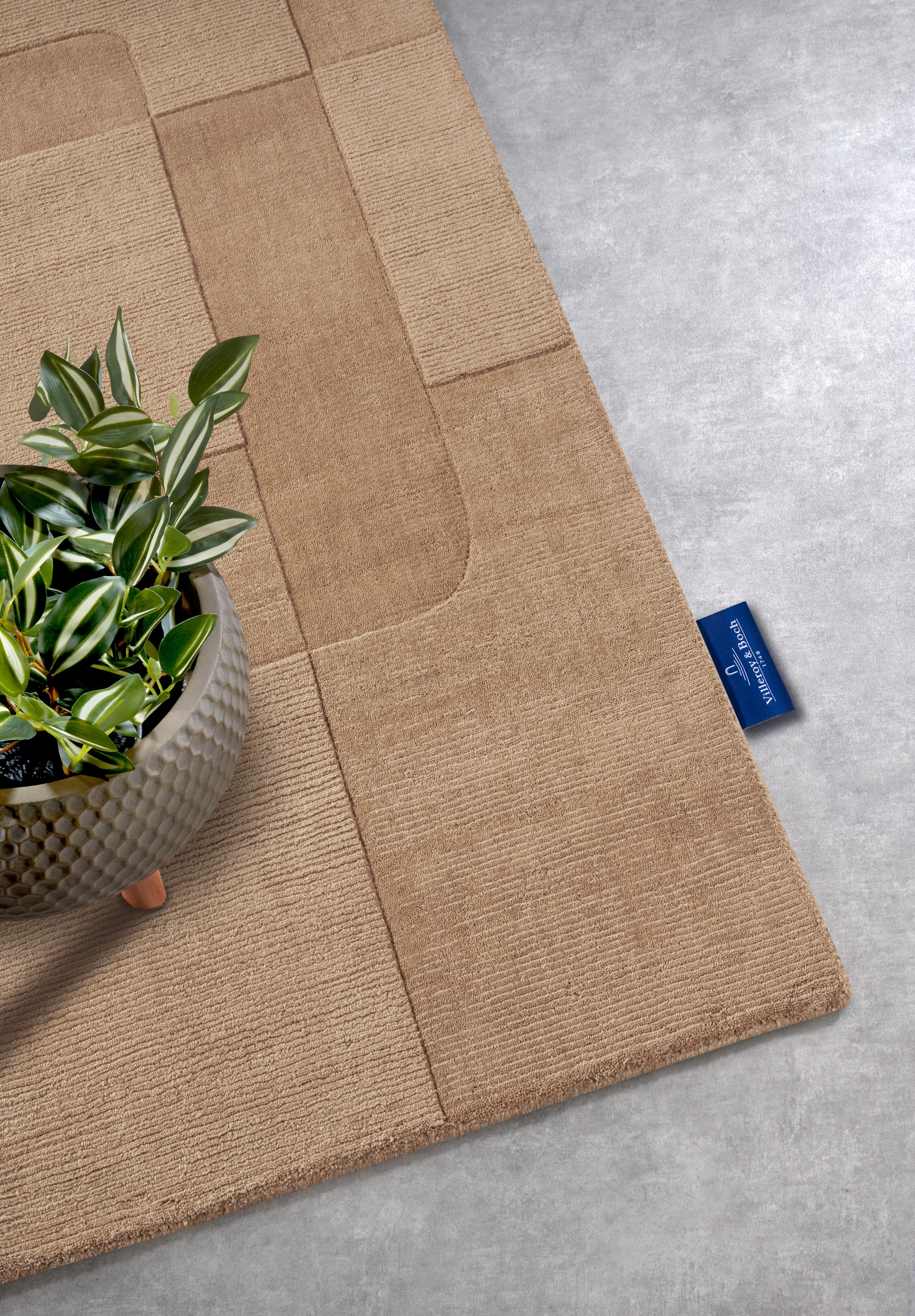 Villeroy & Boch Wollteppich »Charlotte«, rechteckig, 10 mm Höhe, Läufer, Handgewebt, Wolle, Natur, Läufer, Wohnzimmer, Geometrie