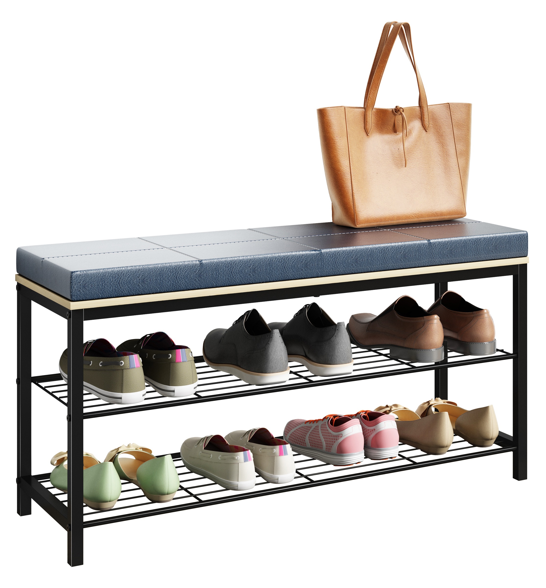 Schuhregal VCMhonig, eiche, Flur, Regale, "Metall Holz Sitzbank Schuhregal Schuhbank Taliro"