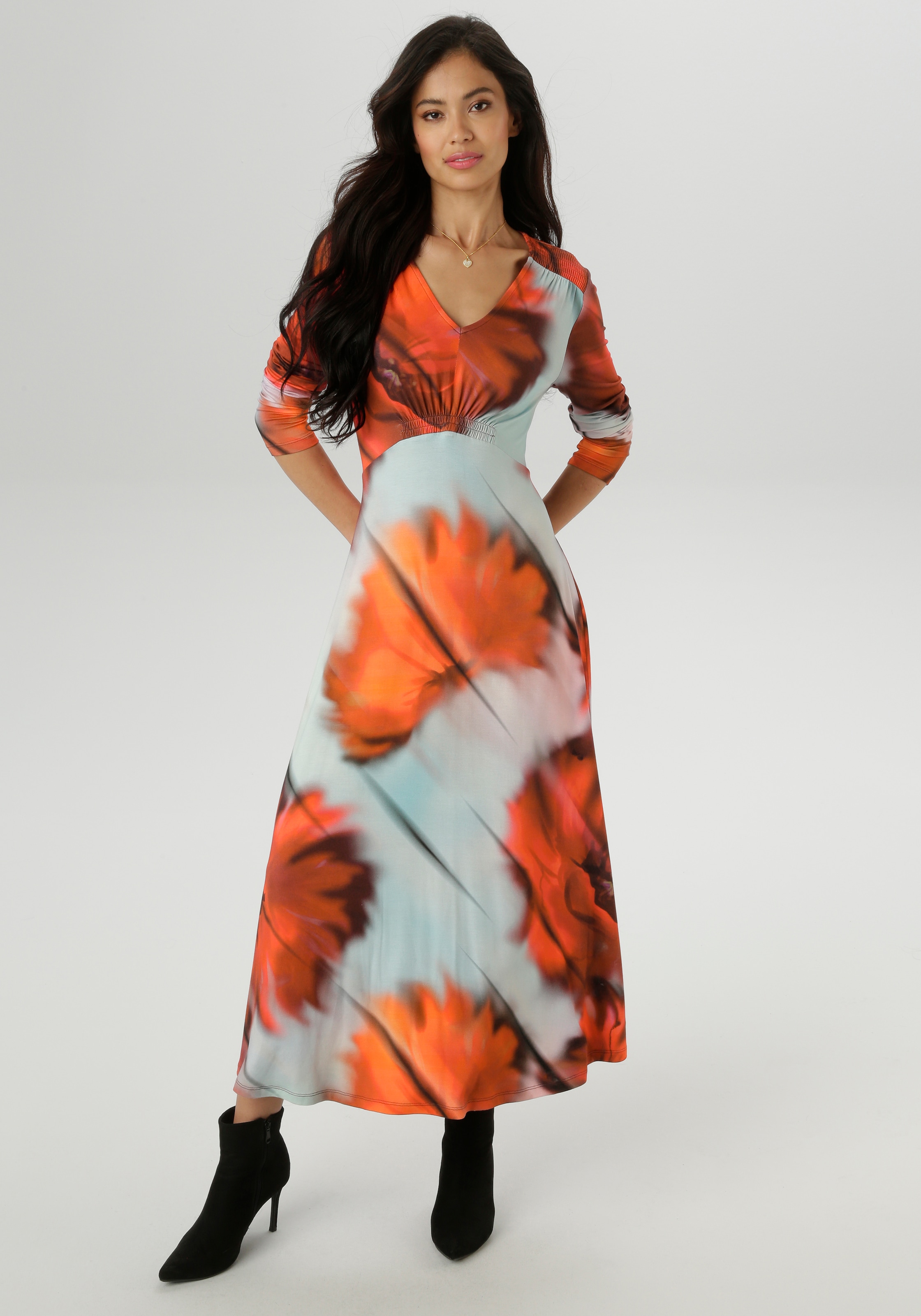 Aniston SELECTED Midikleid, mit Smok-Details - NEUE KOLLEKTION günstig online kaufen