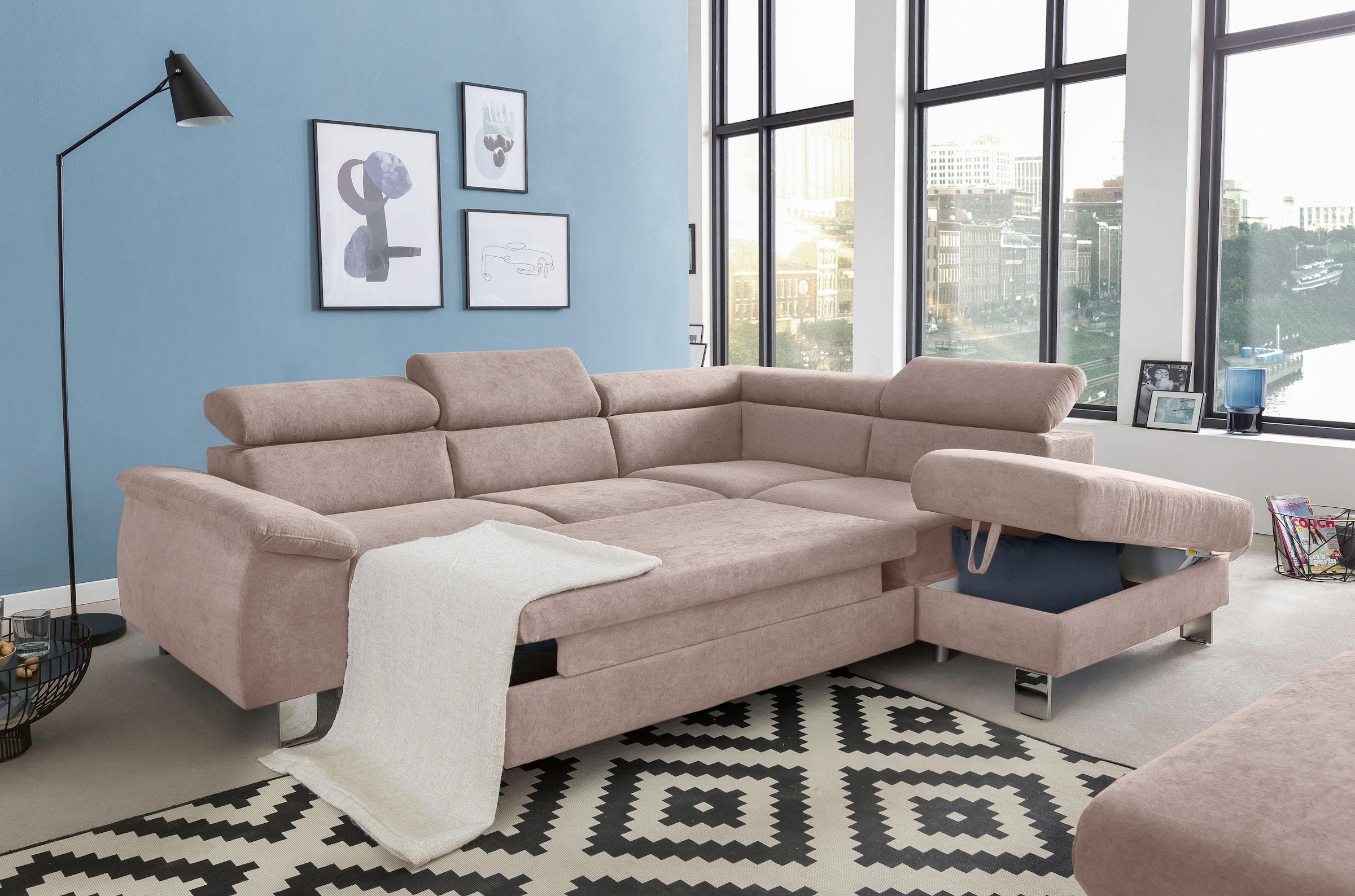 COTTA Ecksofa "Komaris L-Form, B: 249 cm" mit Kopfteilverstellung, optional günstig online kaufen
