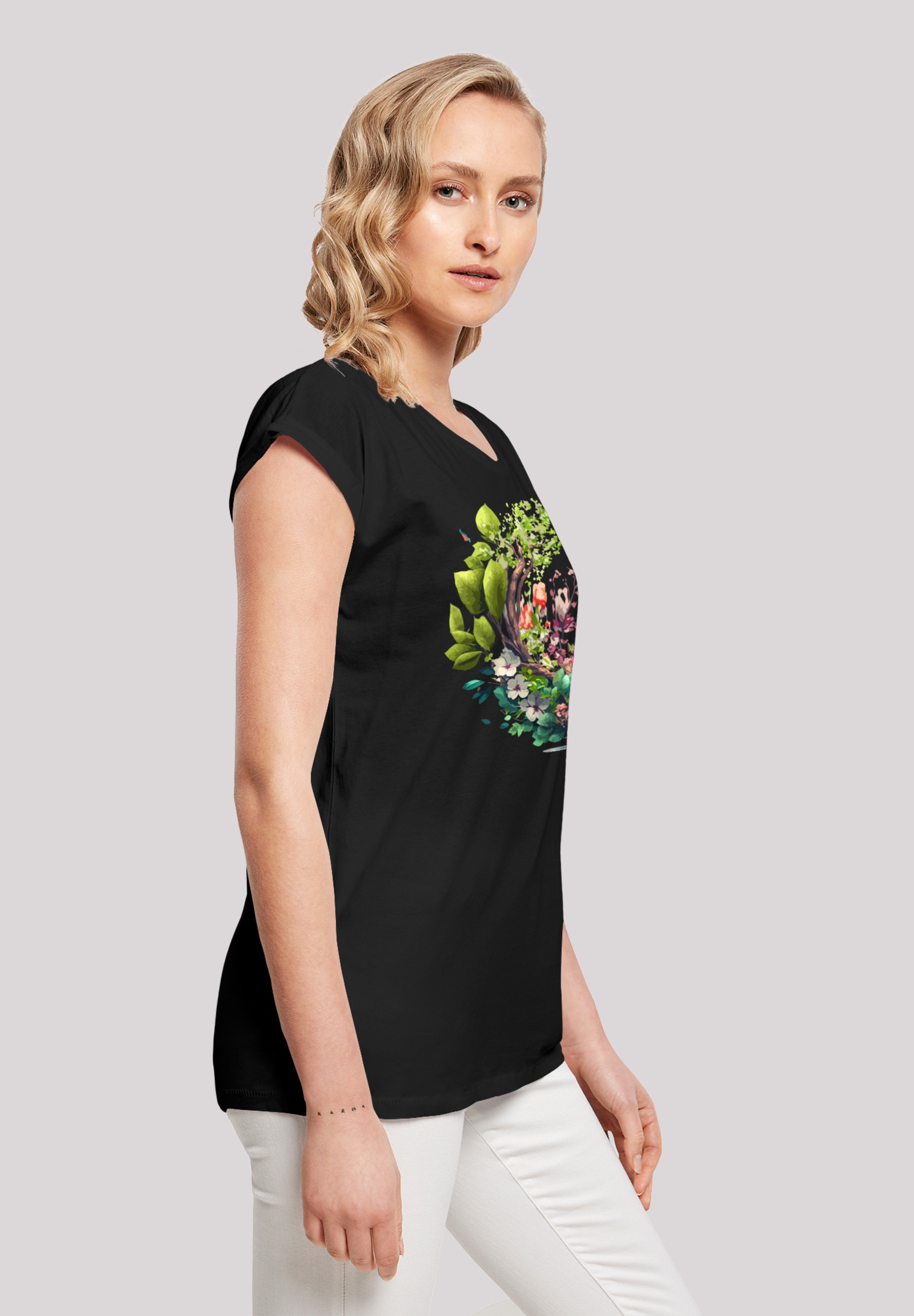 F4NT4STIC T-Shirt »Baum mit Blumen«, Print