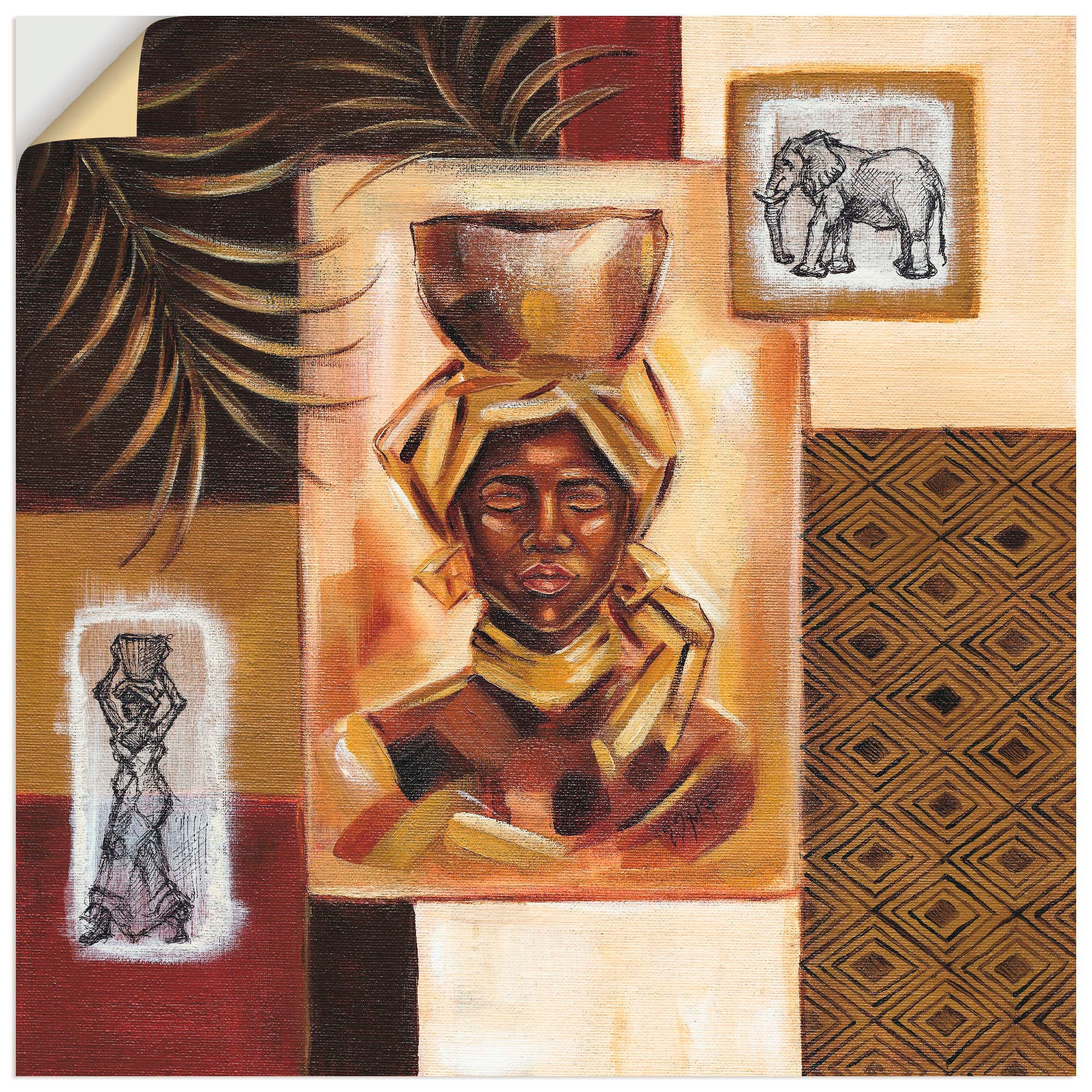 (1 Wandaufkleber Frau, oder Friday | Artland Black Größen BAUR »Aus in als Afrika Wandbild versch. Poster St.), Leinwandbild, I«,