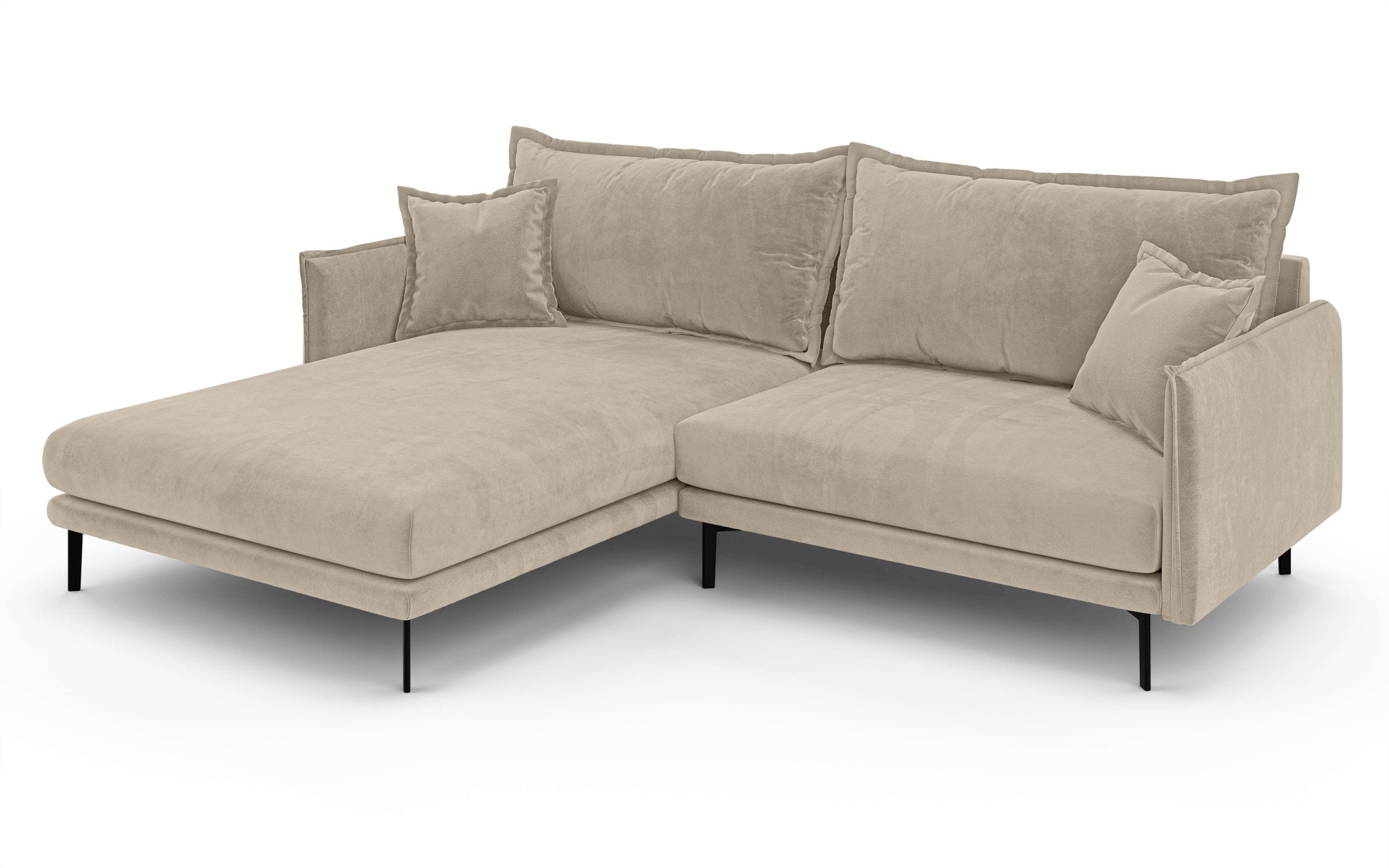 INOSIGN Ecksofa »ALEXANDRIA mit Recamiere rechts oder links bestellbar, moderne Bezüge«, L-Form mit Wellenunterfederung, Maße: B/H/T 246/86/190 cm