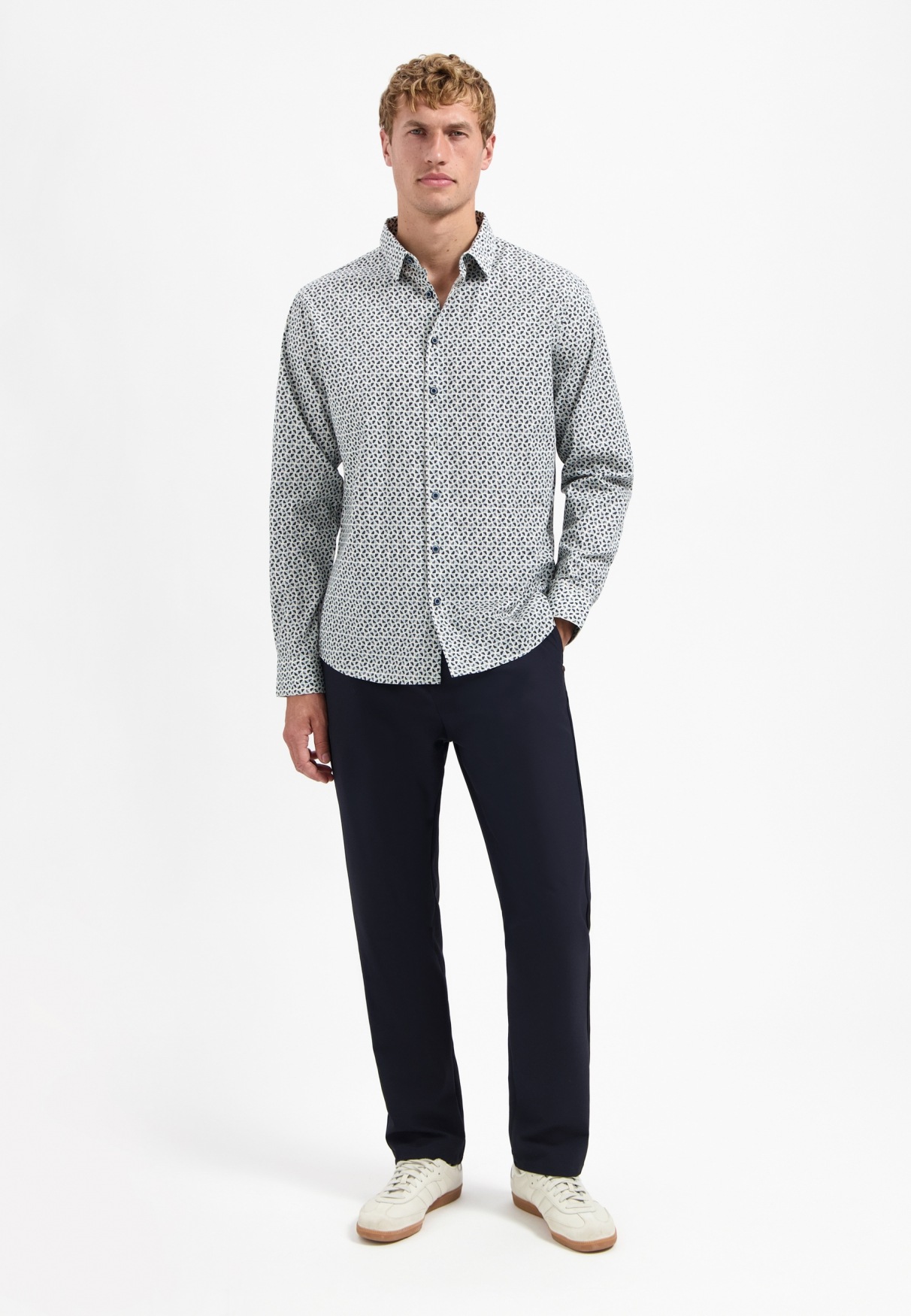 Thumbnail - NO EXCESS Langarmhemd "No Excess Stretchhemd mit Print Shirt Stretch Allover Printed"