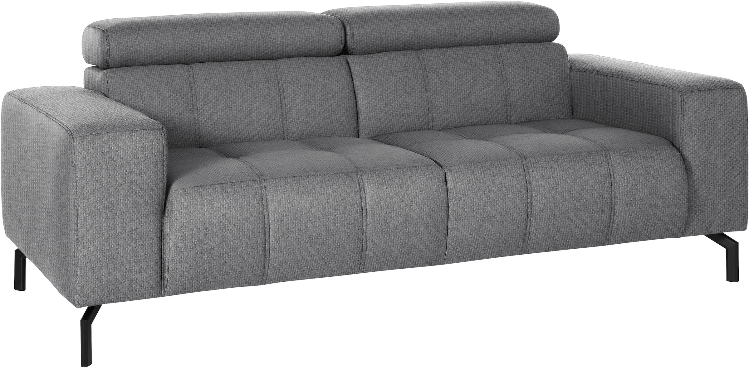 DOMO collection 2-Sitzer "Cunelli, moderne Sitznähte als Designelement, fester Sitzkomfort" whlw. verstellbare Kopfteile, passend für gängige Saugroboter