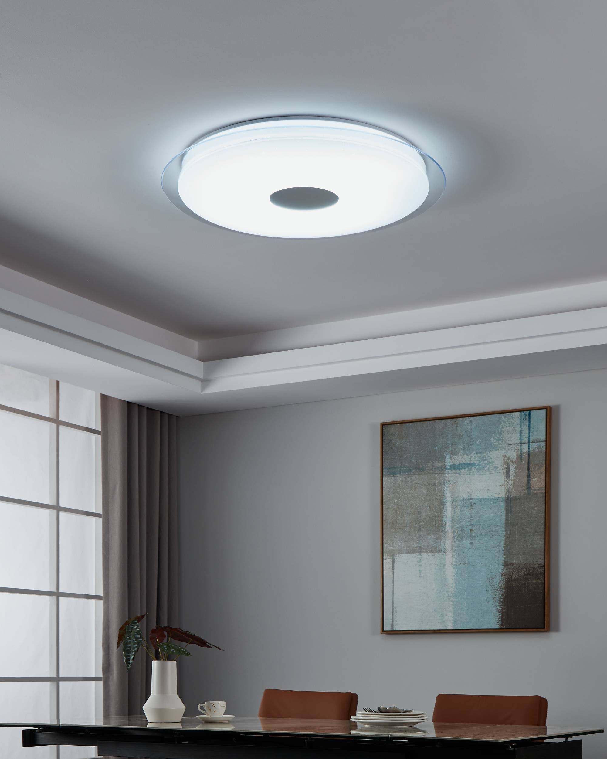 EGLO LED-Deckenleuchte »LANCIANO-Z« in weiß und transparent aus Stahl / inkl. LED fest integriert - 38,1 Watt, Durchm. ca. 77cm