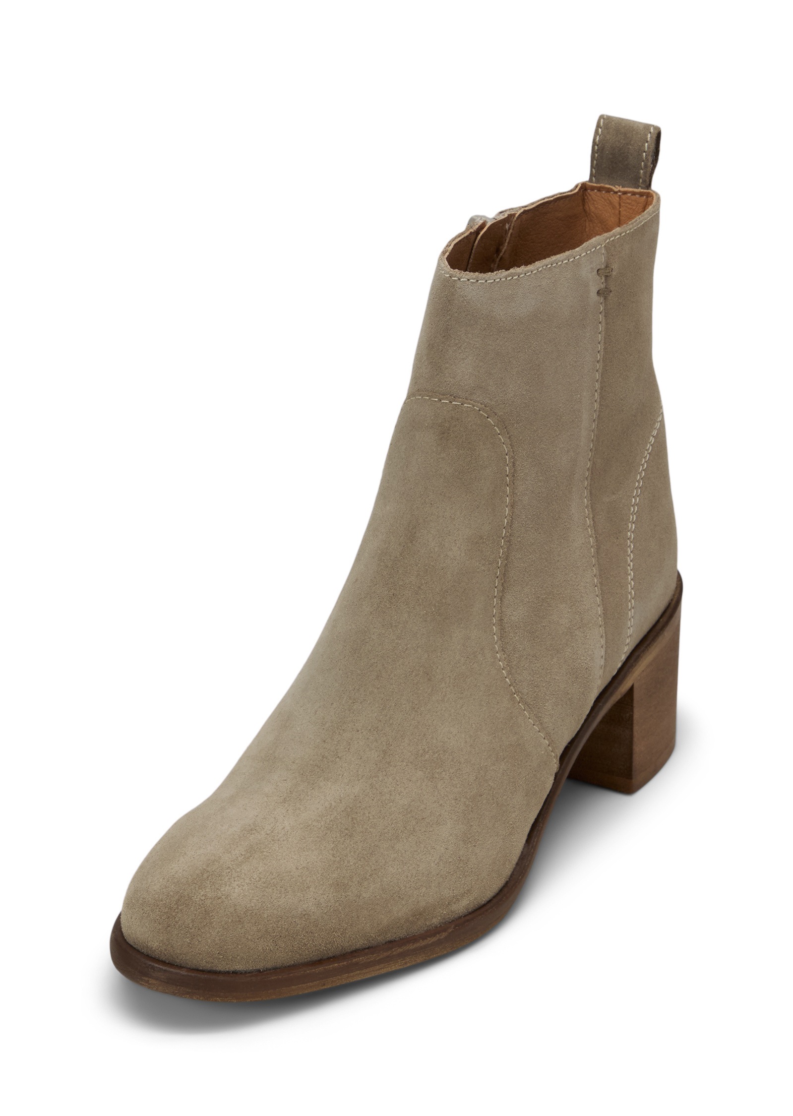 Stiefelette MARC O'POLO "aus weichem Veloursleder", Damen, Gr. 41, dusty earth, Obermaterial: 100% Leder (Rind), unifarben, Schuhe Stiefelette